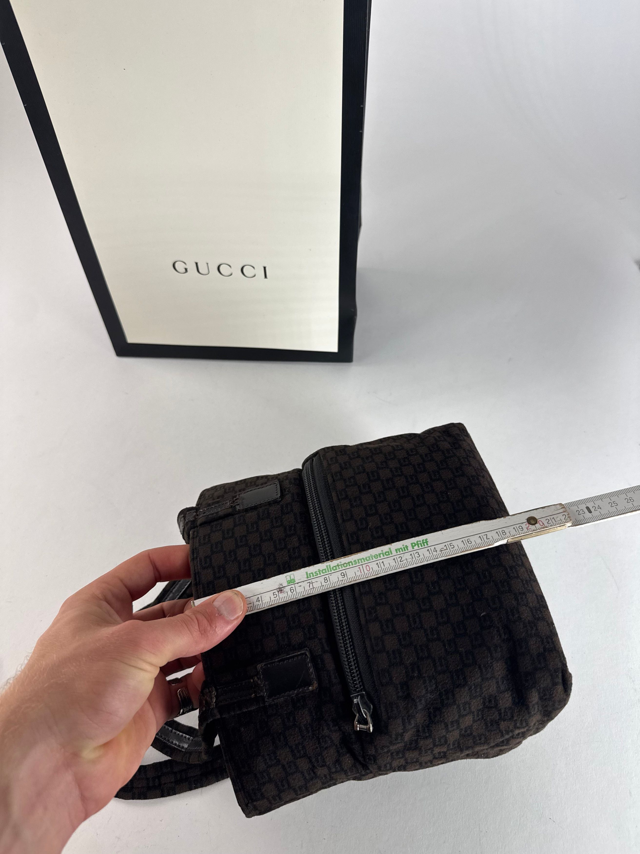 Gucci Vintage G Monogram Wool Leather Mini Tote Bag Brown Size ONE SIZE - 12 Thumbnail