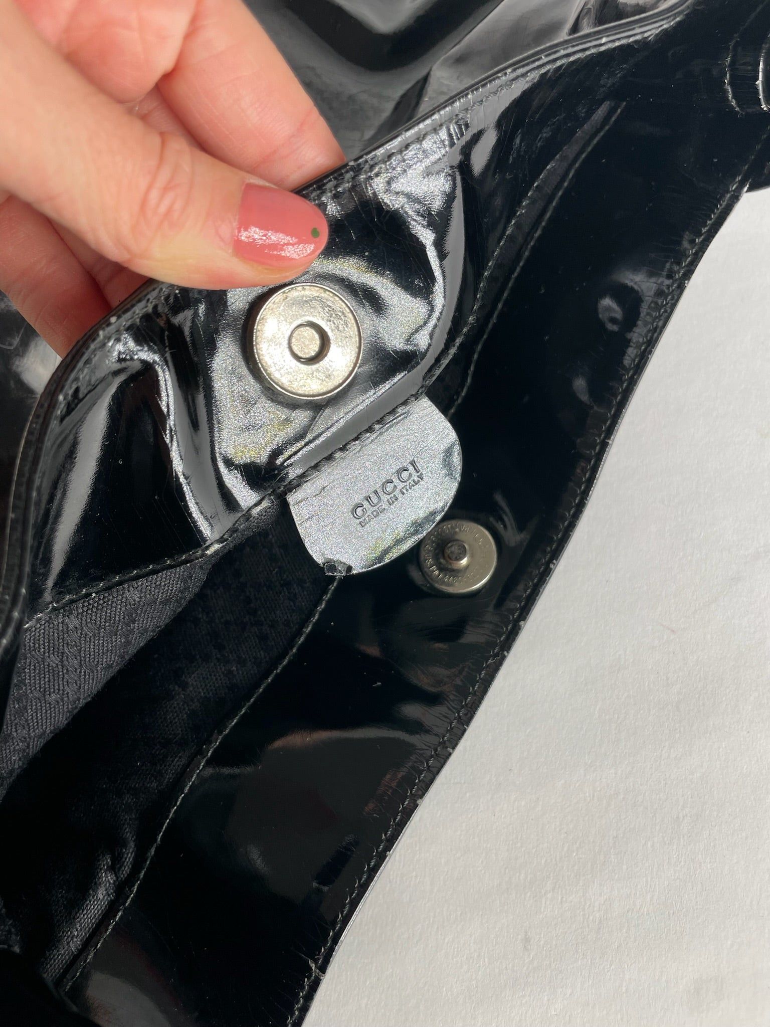 Gucci Vintage Patent Leather Handbag Black Size ONE SIZE - 4 Thumbnail