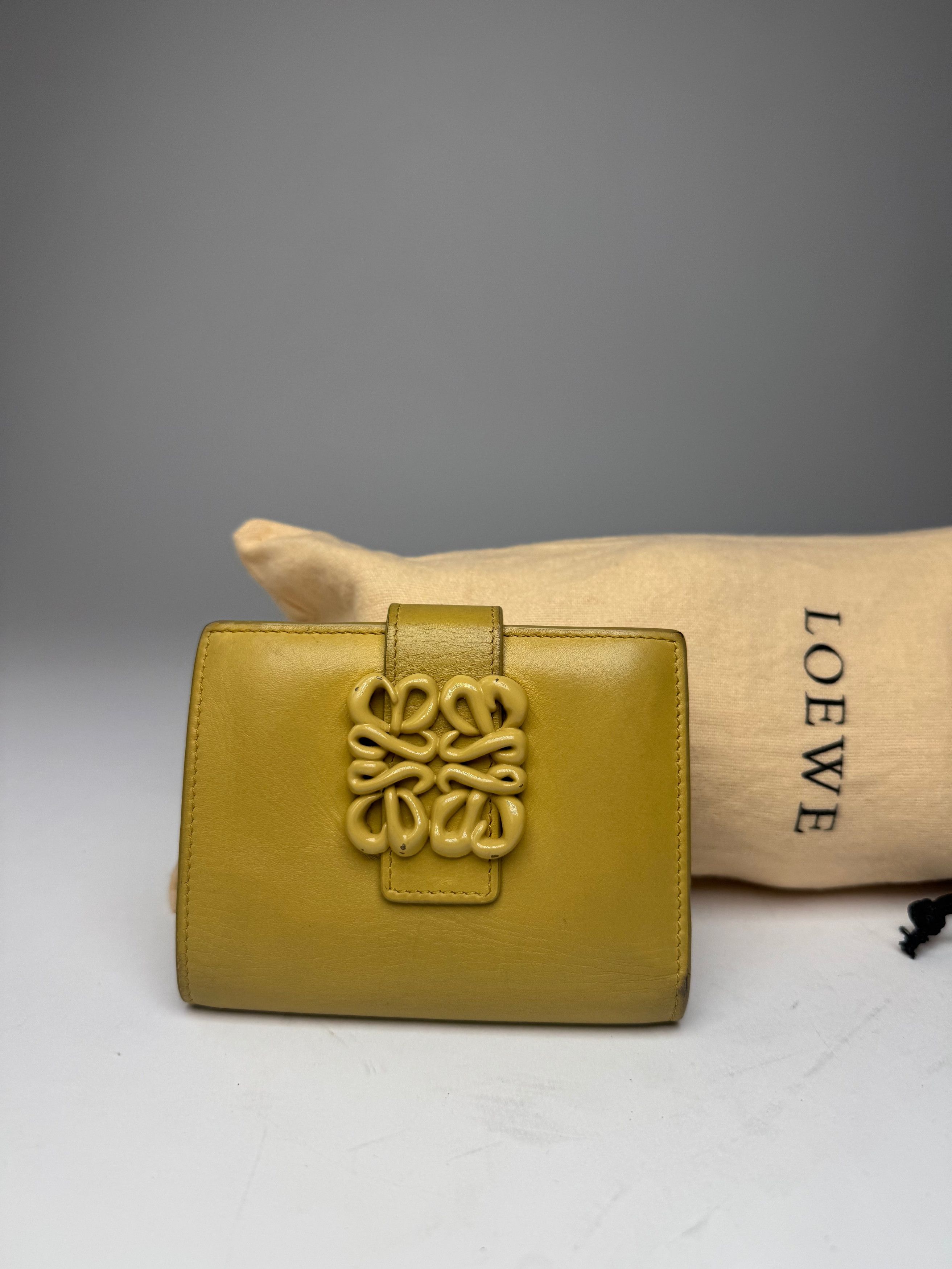 Loewe Vintage Anagram Logo Leather Wallet Yellow Size ONE SIZE - 6 Thumbnail
