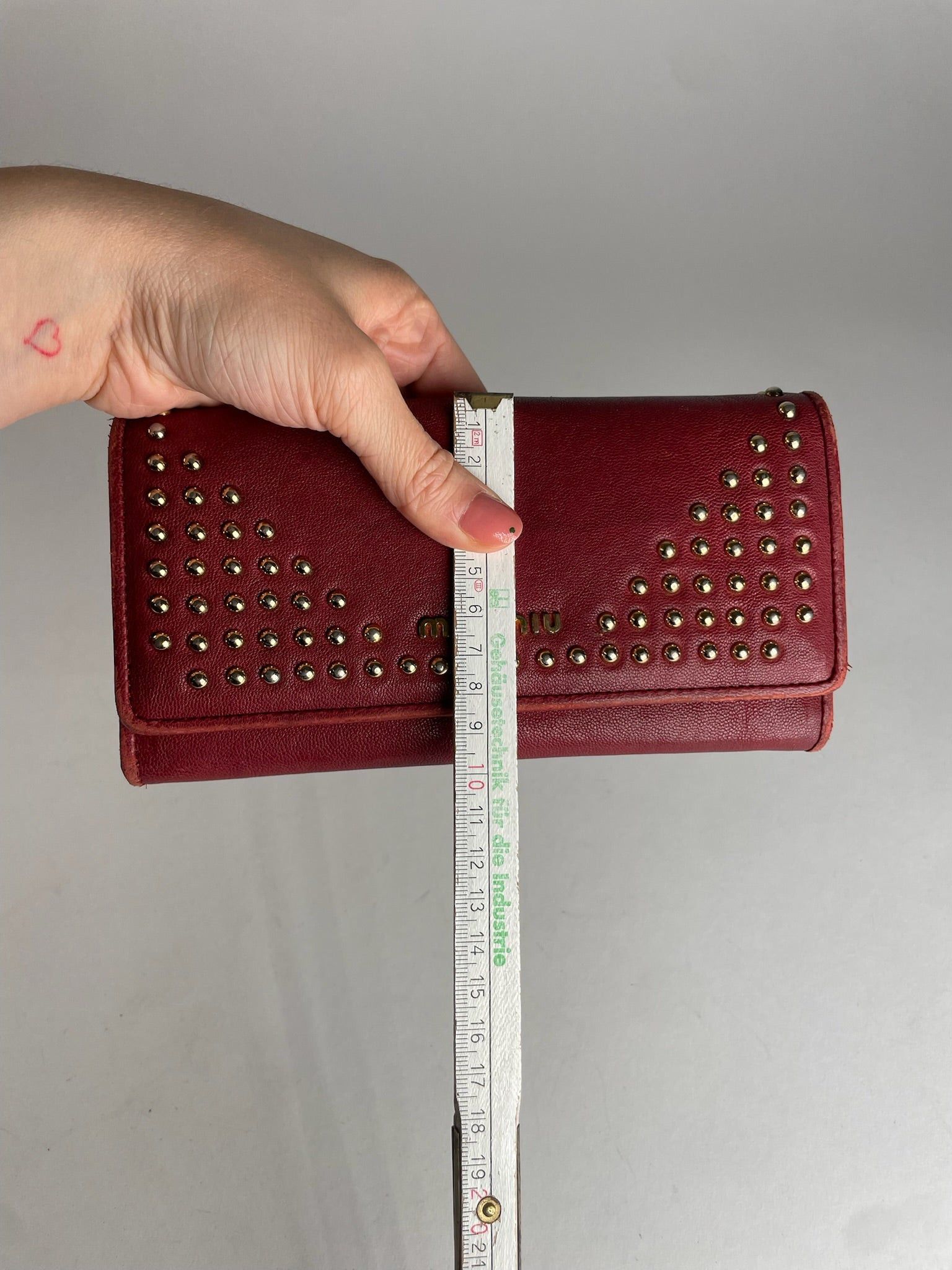 Miu Miu Vintage Studded Leather Wallet Red Size ONE SIZE - 6 Thumbnail