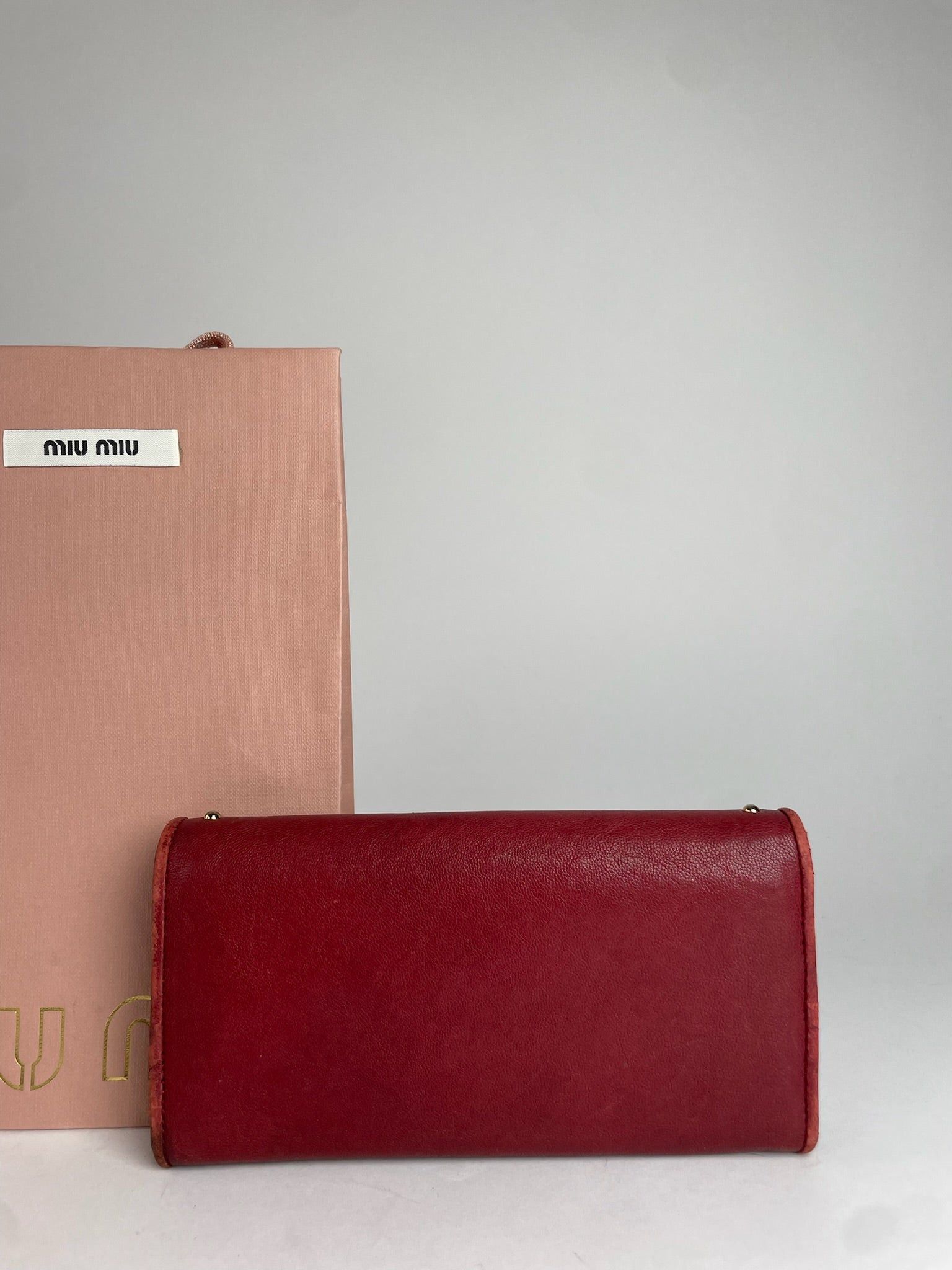 Miu Miu Vintage Studded Leather Wallet Red Size ONE SIZE - 5 Thumbnail