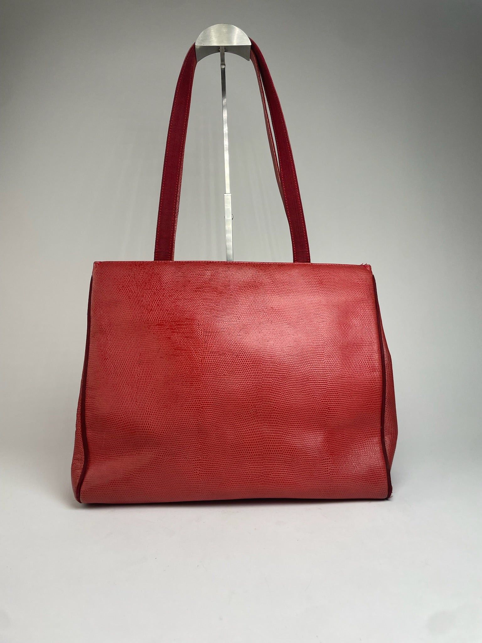 Salvatore Ferragamo Vintage Snake Emblossed Leather Handbag Red Size ONE SIZE - 2 Thumbnail