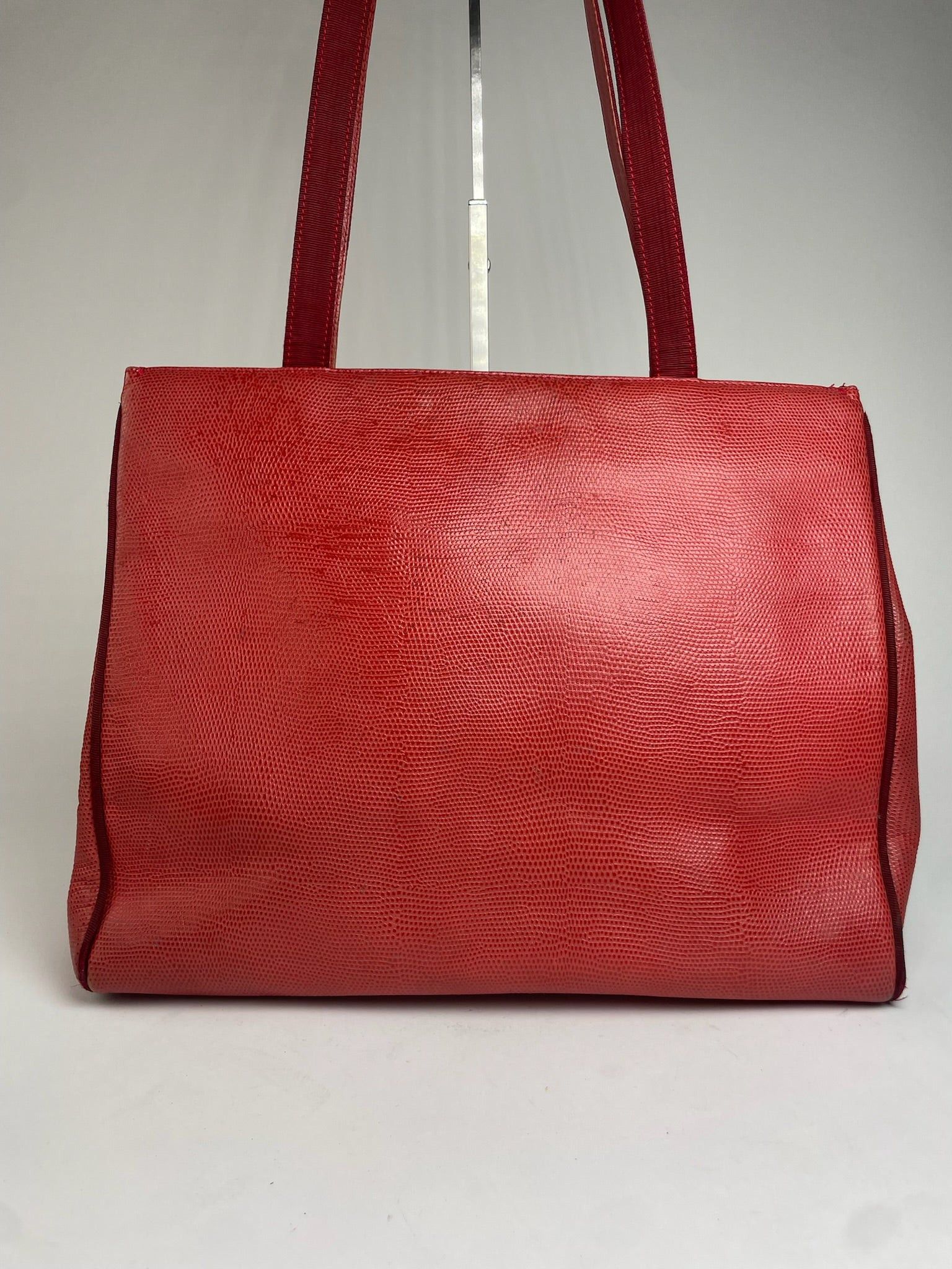 Salvatore Ferragamo Vintage Snake Emblossed Leather Handbag Red Size ONE SIZE - 9 Thumbnail