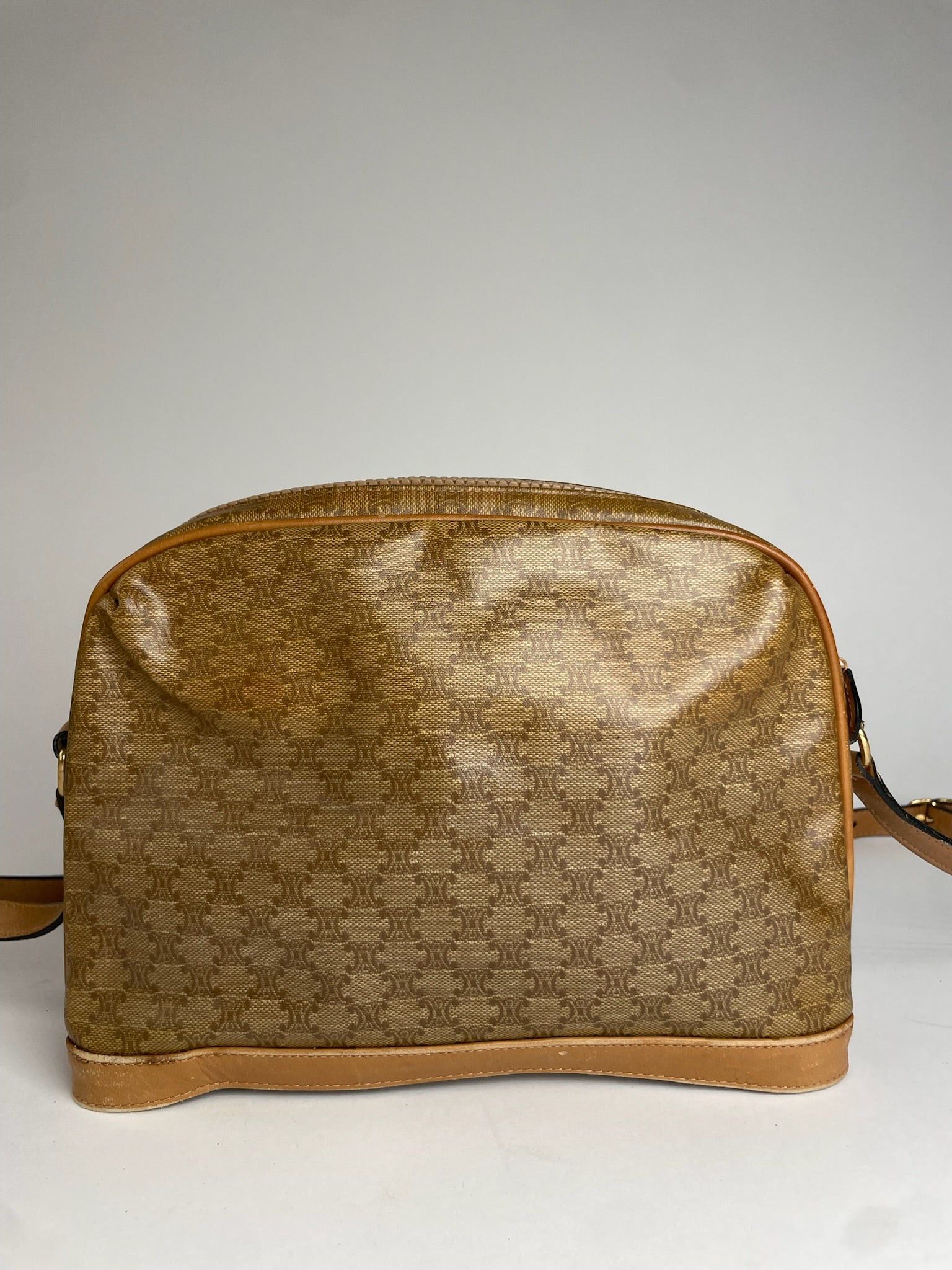 Celine Vintage Paris Triomphe Monogram Camel Leather Shoulder Bag Size ONE SIZE - 10 Thumbnail