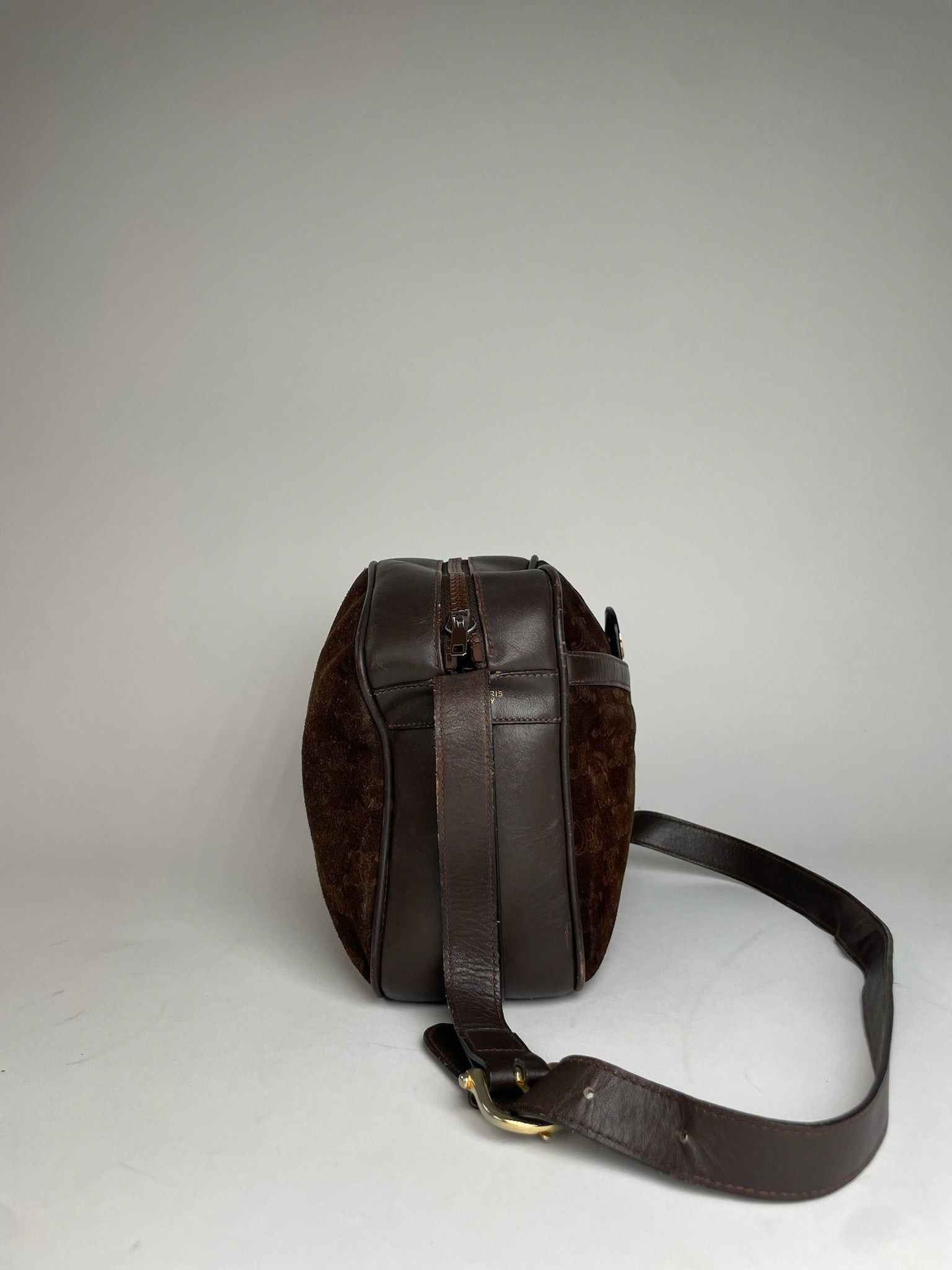 Celine Vintage Paris Suede Monogram Shoulder Crossbody Bag Brown Size ONE SIZE - 6 Thumbnail