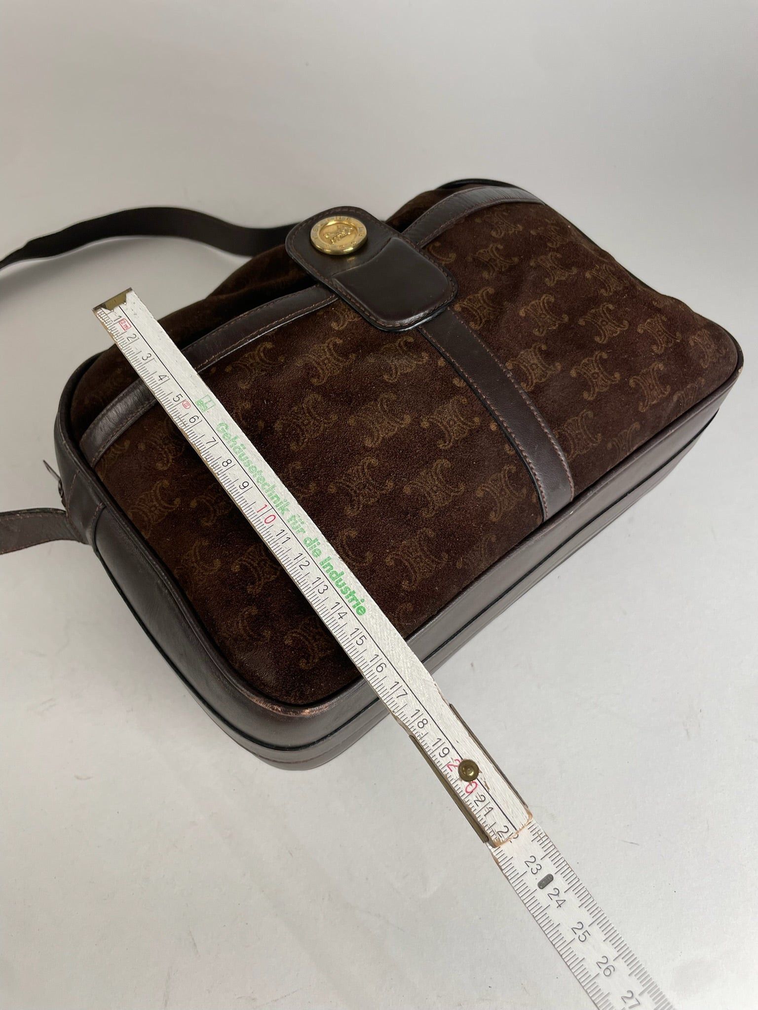 Celine Vintage Paris Suede Monogram Shoulder Crossbody Bag Brown Size ONE SIZE - 10 Thumbnail