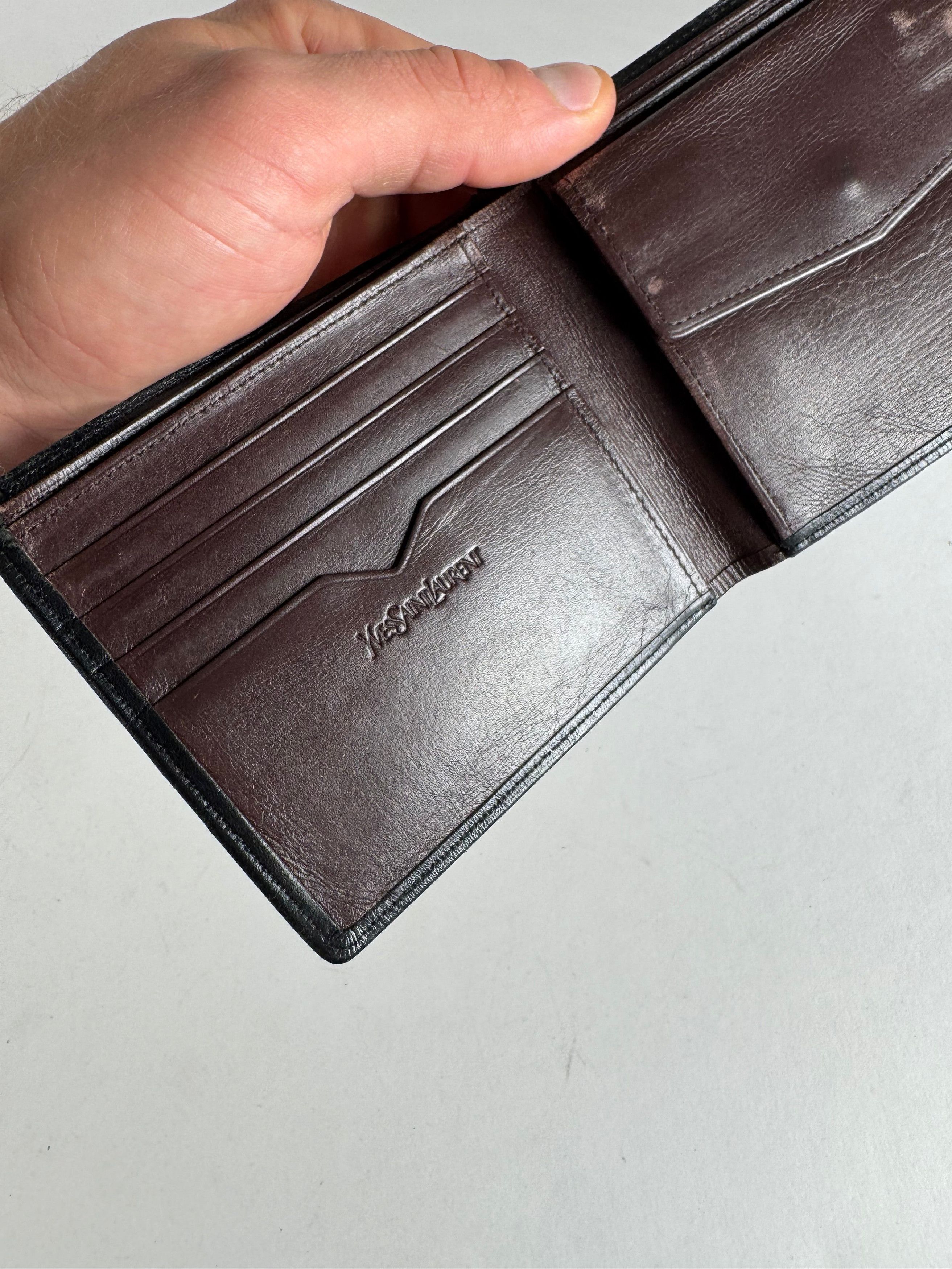 Other Vintage Yves Saint Laurent Flapable Leather Wallet Black Bro Size ONE SIZE - 4 Thumbnail