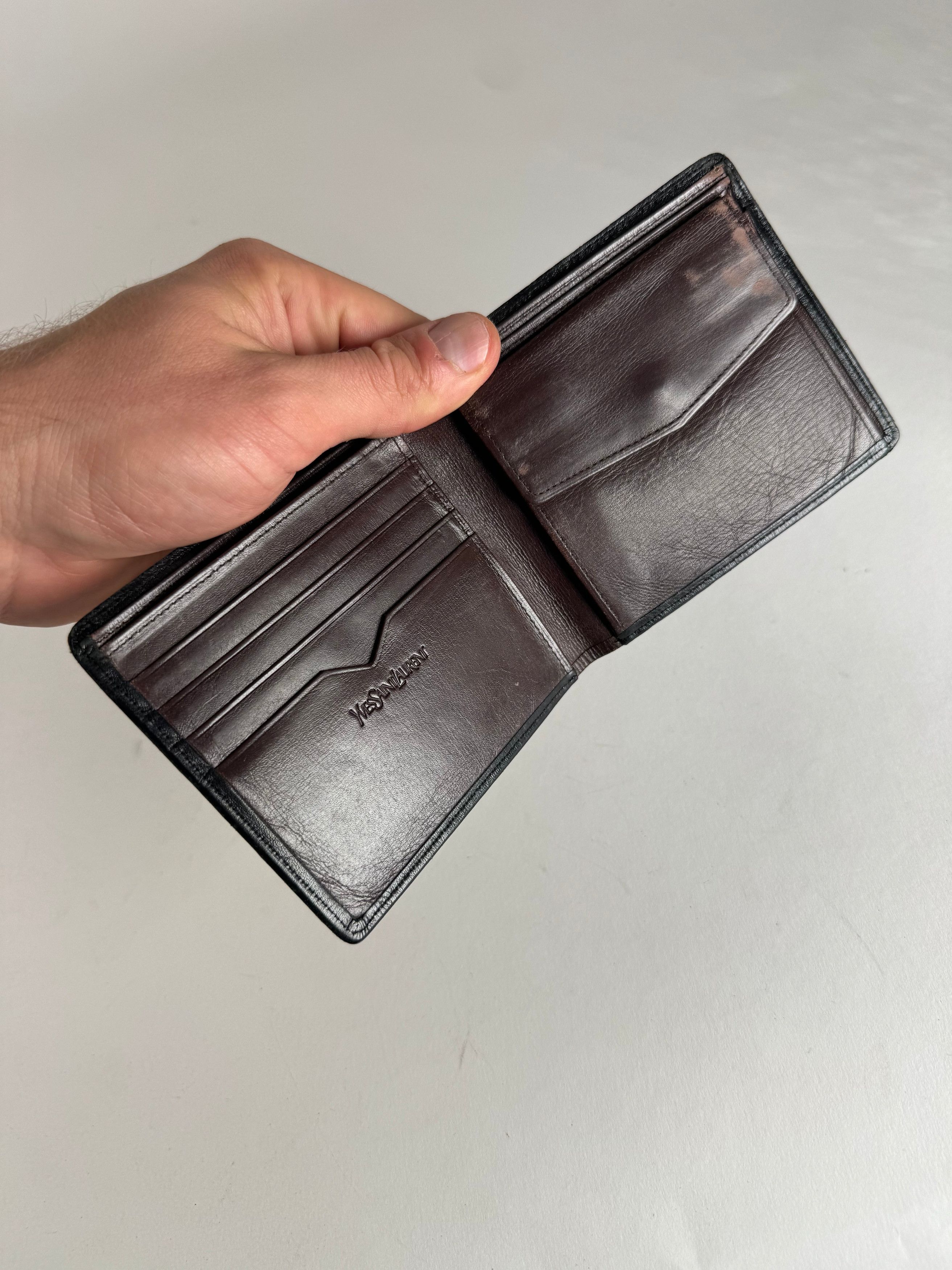 Other Vintage Yves Saint Laurent Flapable Leather Wallet Black Bro Size ONE SIZE - 3 Thumbnail