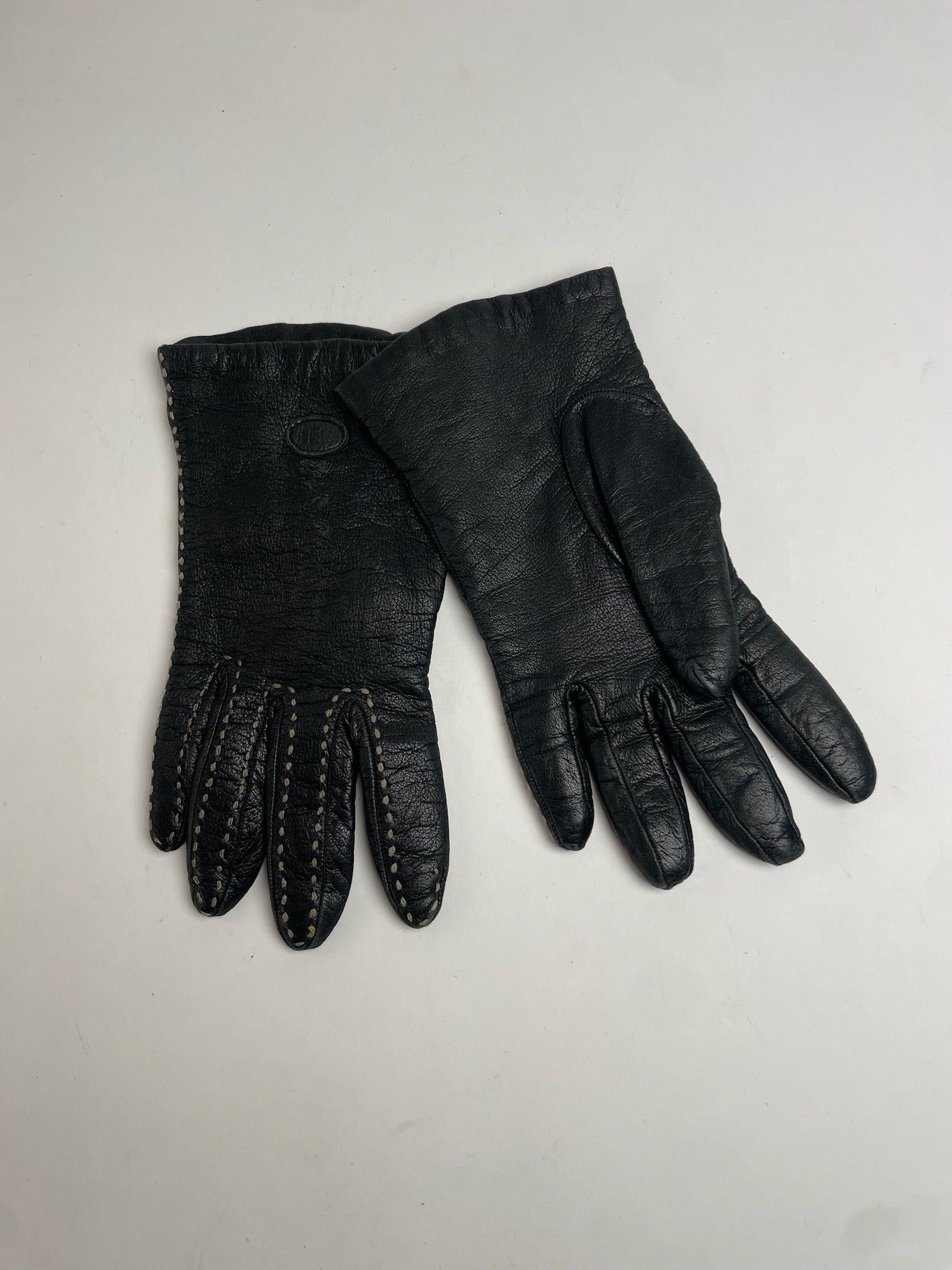 Fendi Vintage Leather Gloves Black Size ONE SIZE - 4 Thumbnail