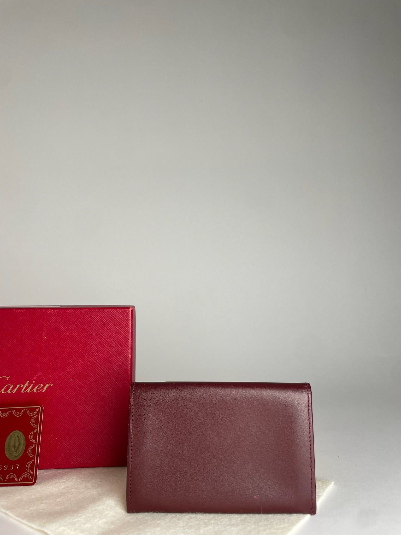 Cartier Vintage Leather Logo Card Holder Burgundy Size ONE SIZE - 5 Thumbnail