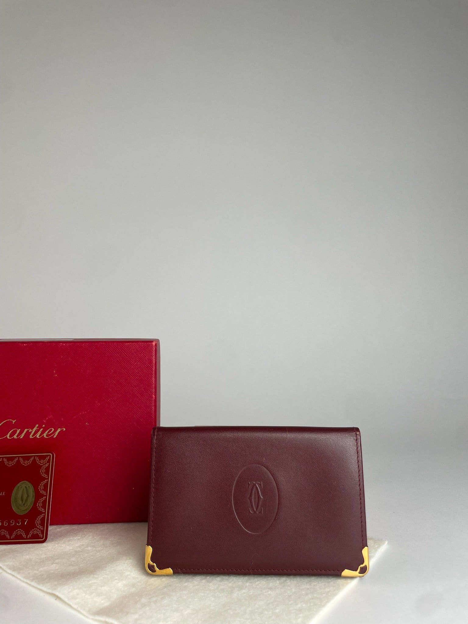 Cartier Vintage Leather Logo Card Holder Burgundy Size ONE SIZE - 2 Thumbnail