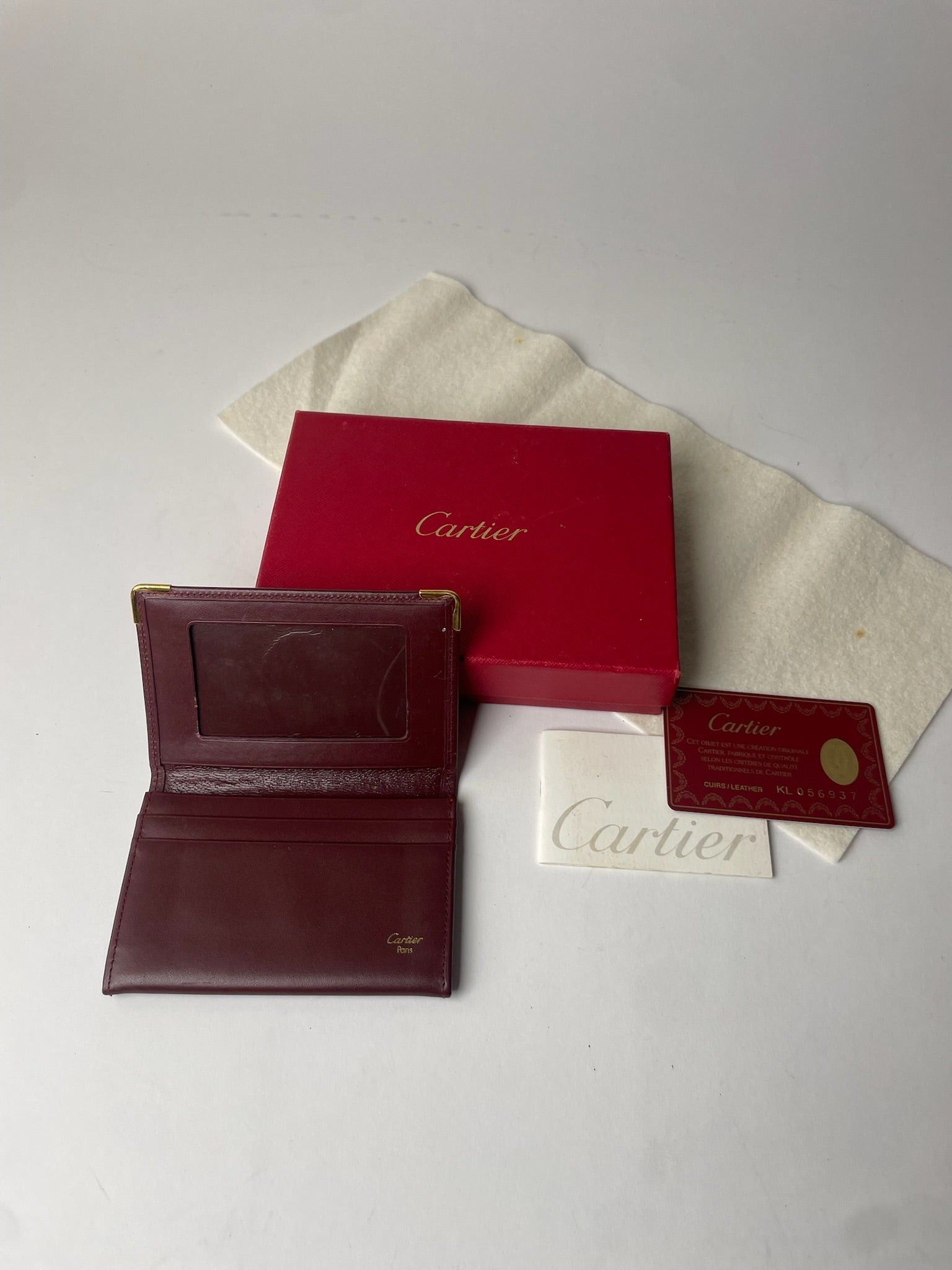 Cartier Vintage Leather Logo Card Holder Burgundy Size ONE SIZE - 3 Thumbnail