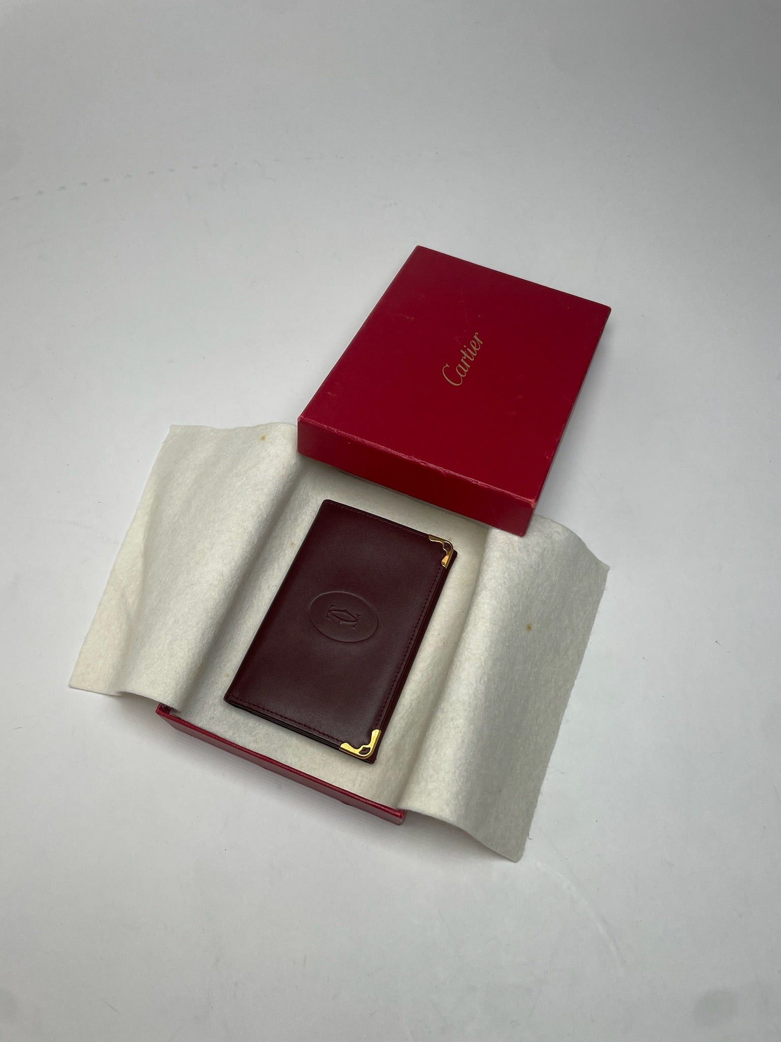 Cartier Vintage Leather Logo Card Holder Burgundy Size ONE SIZE - 4 Thumbnail