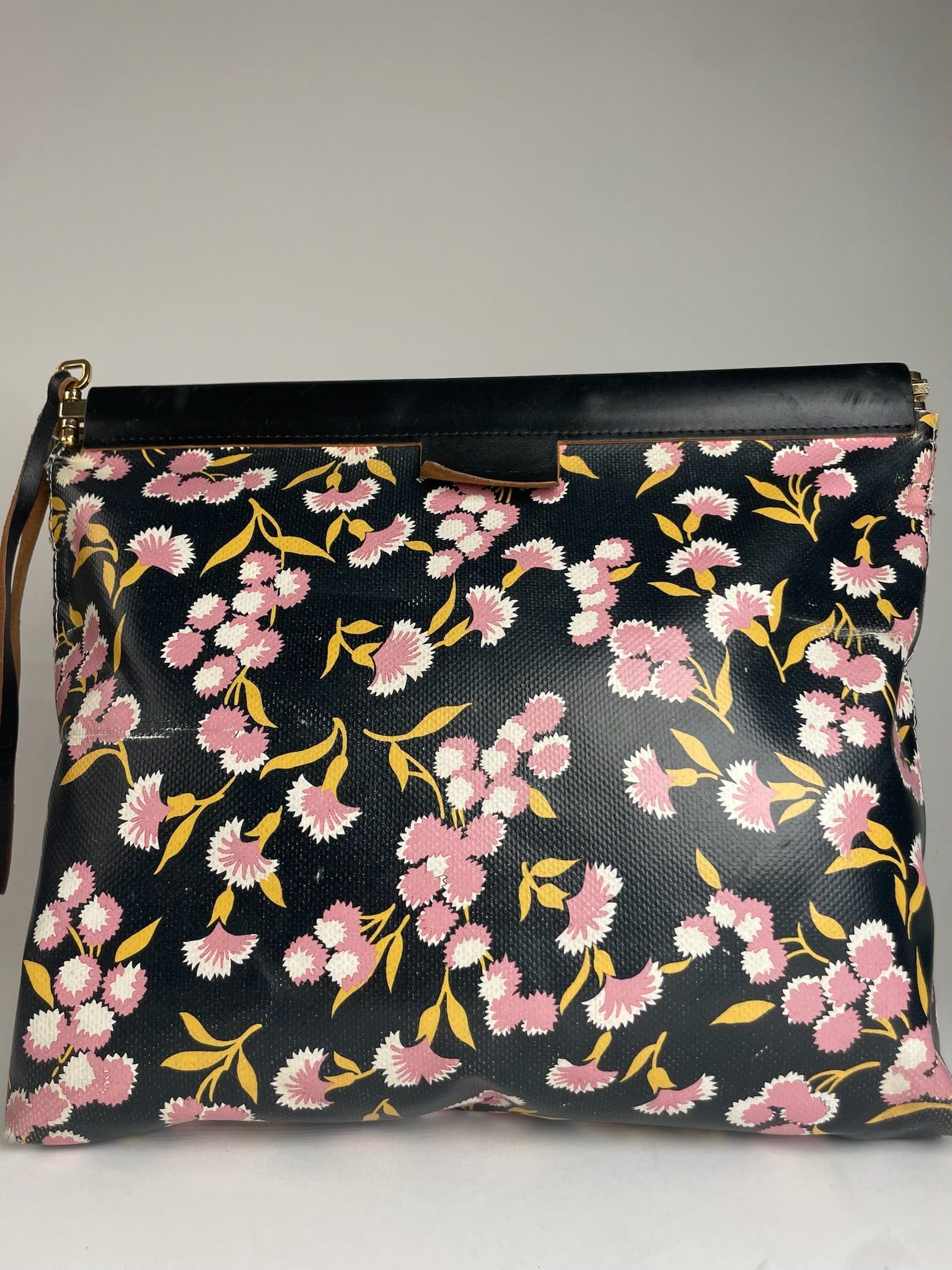 Marni Vintage Floral Leather Clutch Black Pink Green Size ONE SIZE - 4 Thumbnail