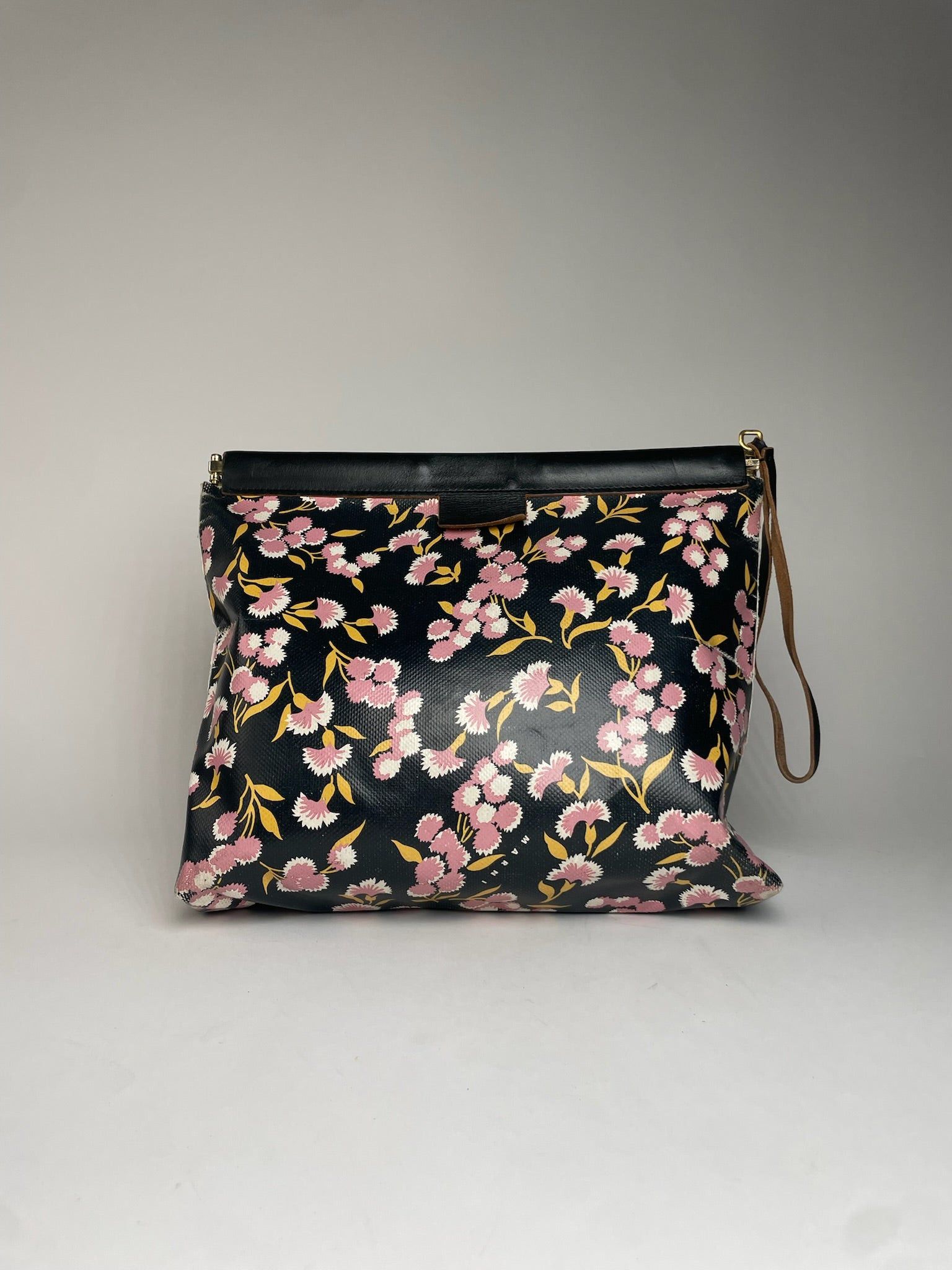 Marni Vintage Floral Leather Clutch Black Pink Green Size ONE SIZE - 2 Thumbnail