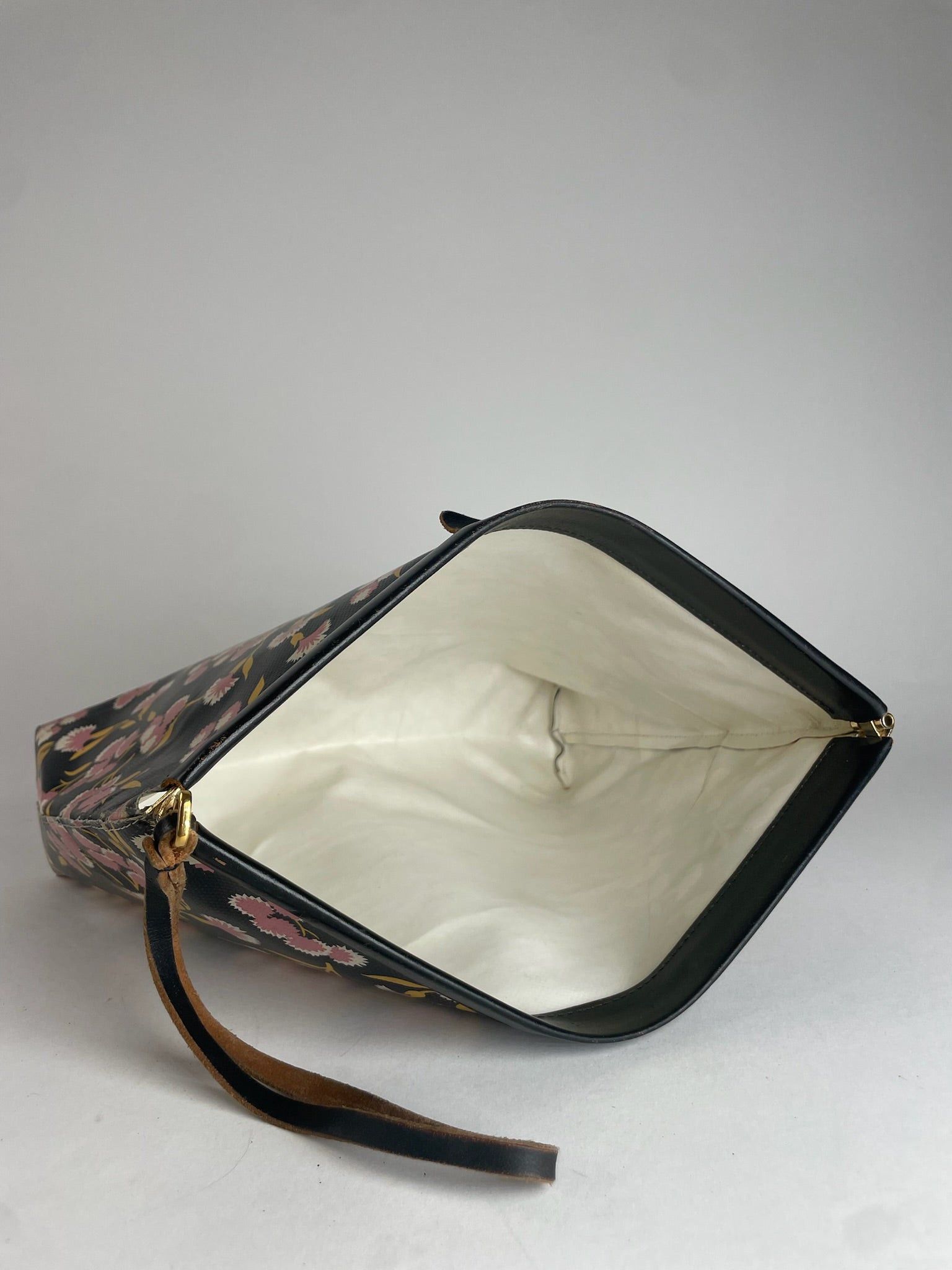 Marni Vintage Floral Leather Clutch Black Pink Green Size ONE SIZE - 5 Thumbnail