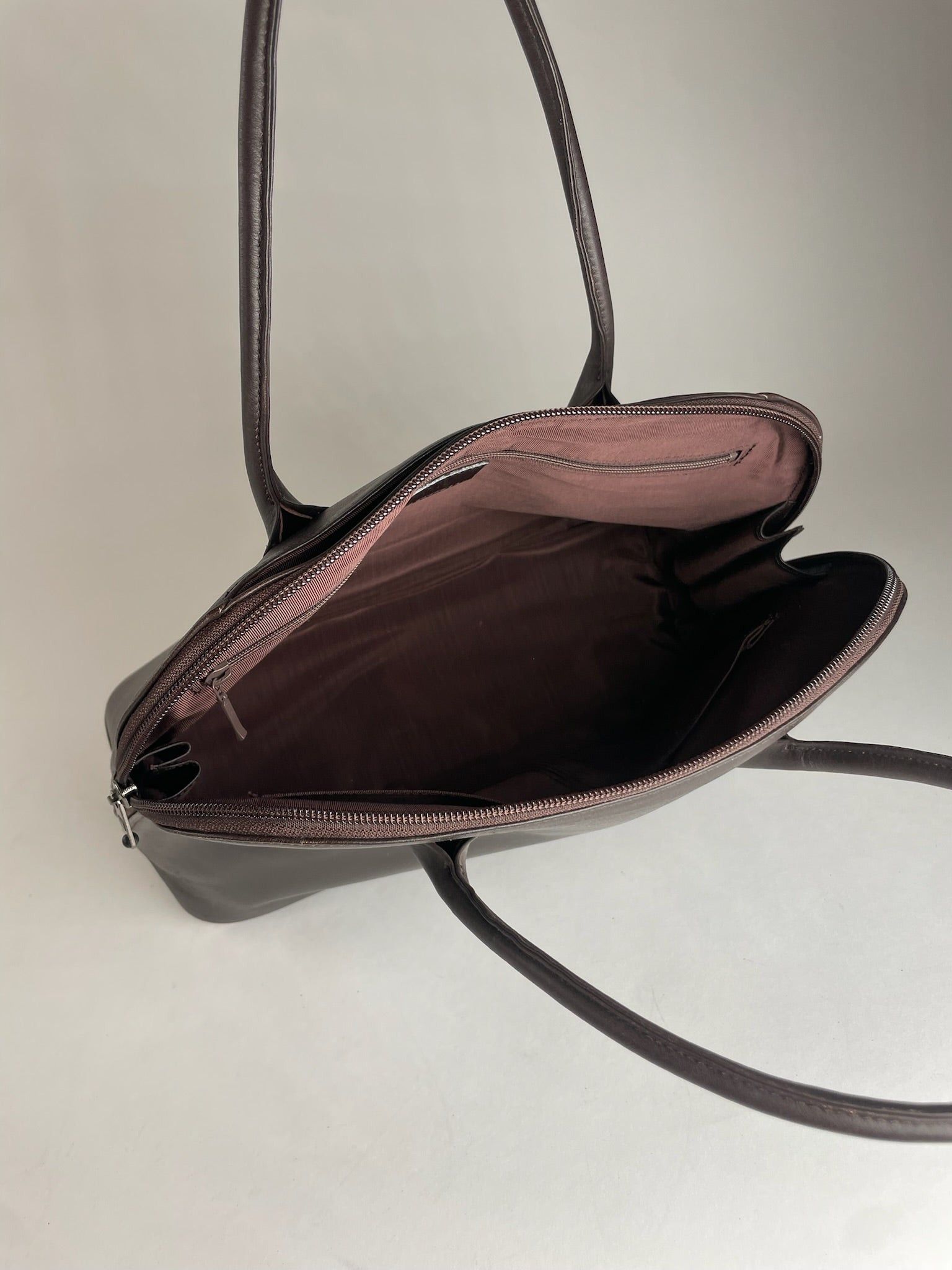Issey Miyake Vintage Leather Handbag Brown Size ONE SIZE - 4 Thumbnail