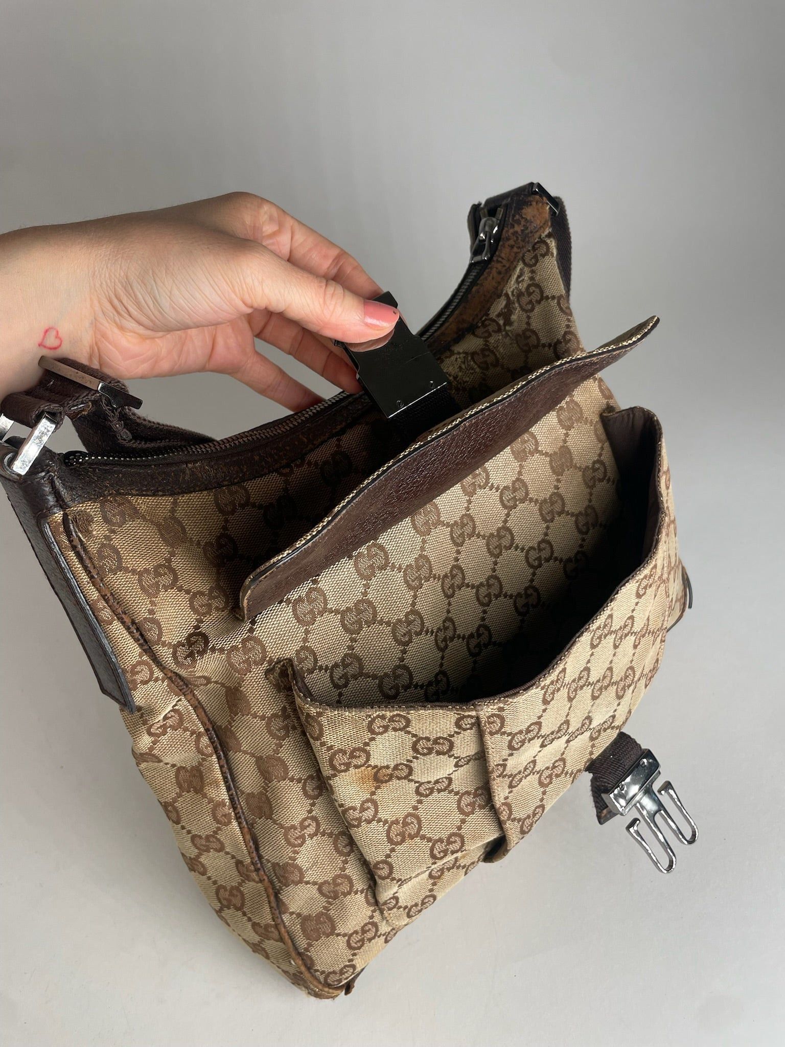 Gucci Vintage Monogram 2Way Bag Beige Brown Size ONE SIZE - 6 Thumbnail