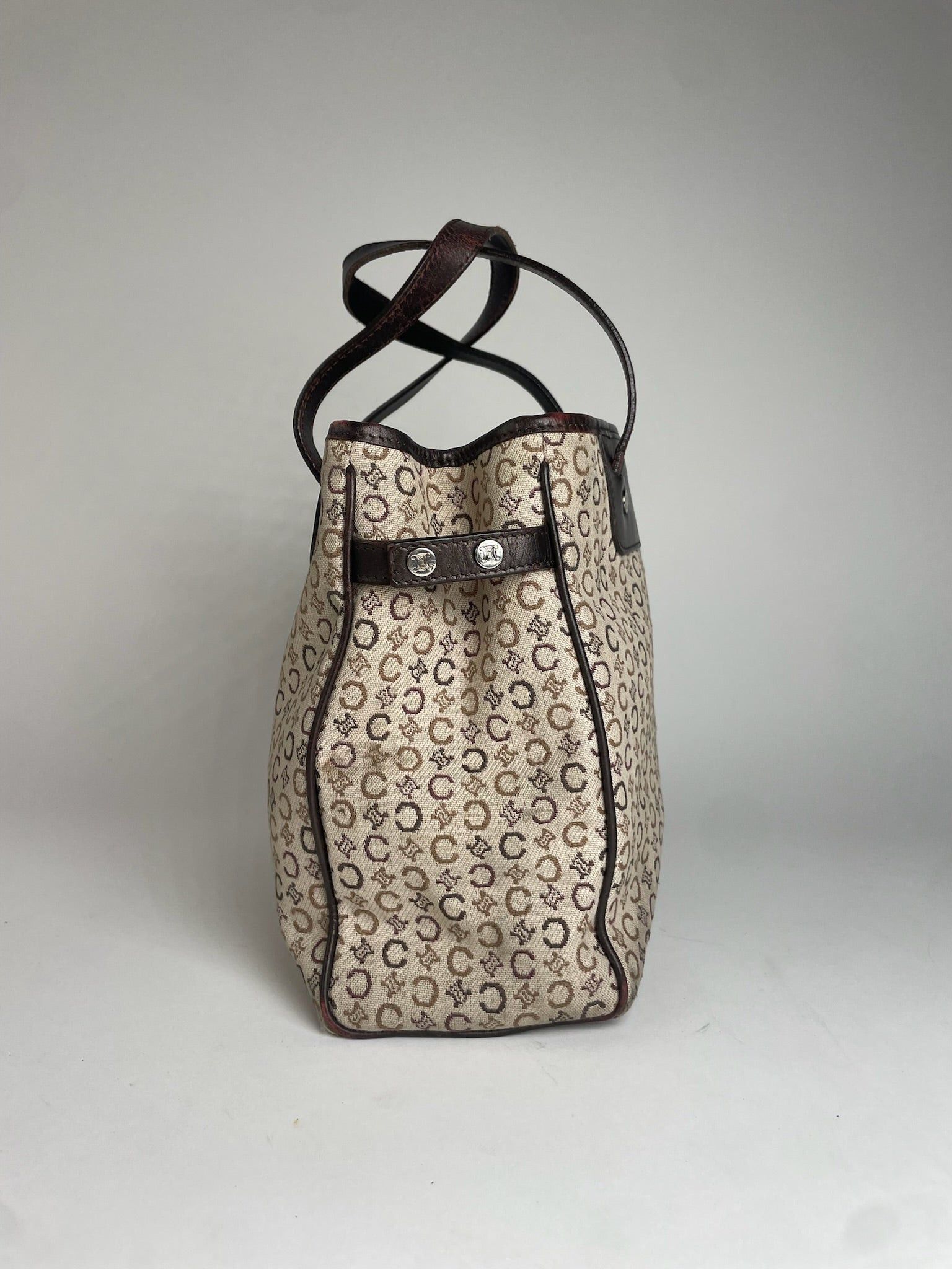 Celine Vintage Monogram Handbag Beige Brown Size ONE SIZE - 7 Thumbnail