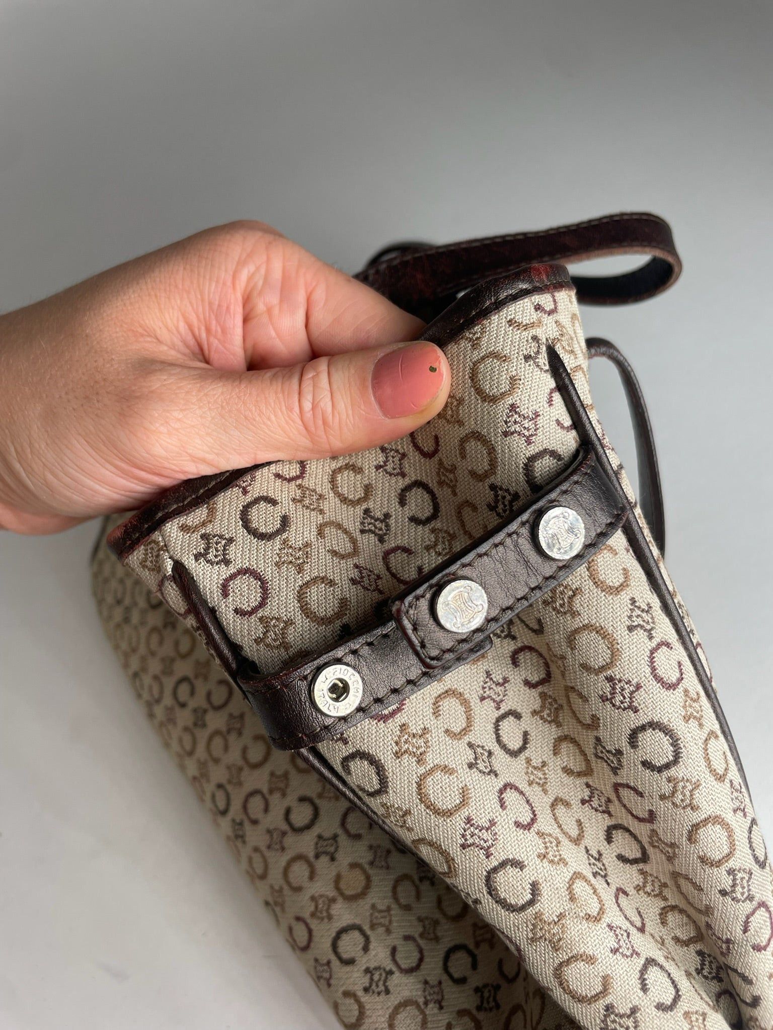 Celine Vintage Monogram Handbag Beige Brown Size ONE SIZE - 6 Thumbnail