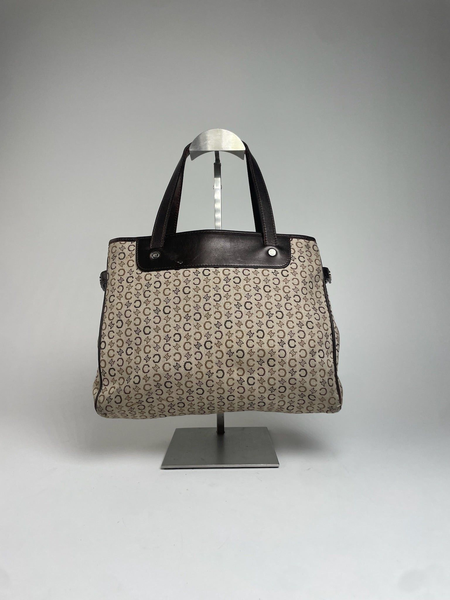 Celine Vintage Monogram Handbag Beige Brown Size ONE SIZE - 10 Thumbnail
