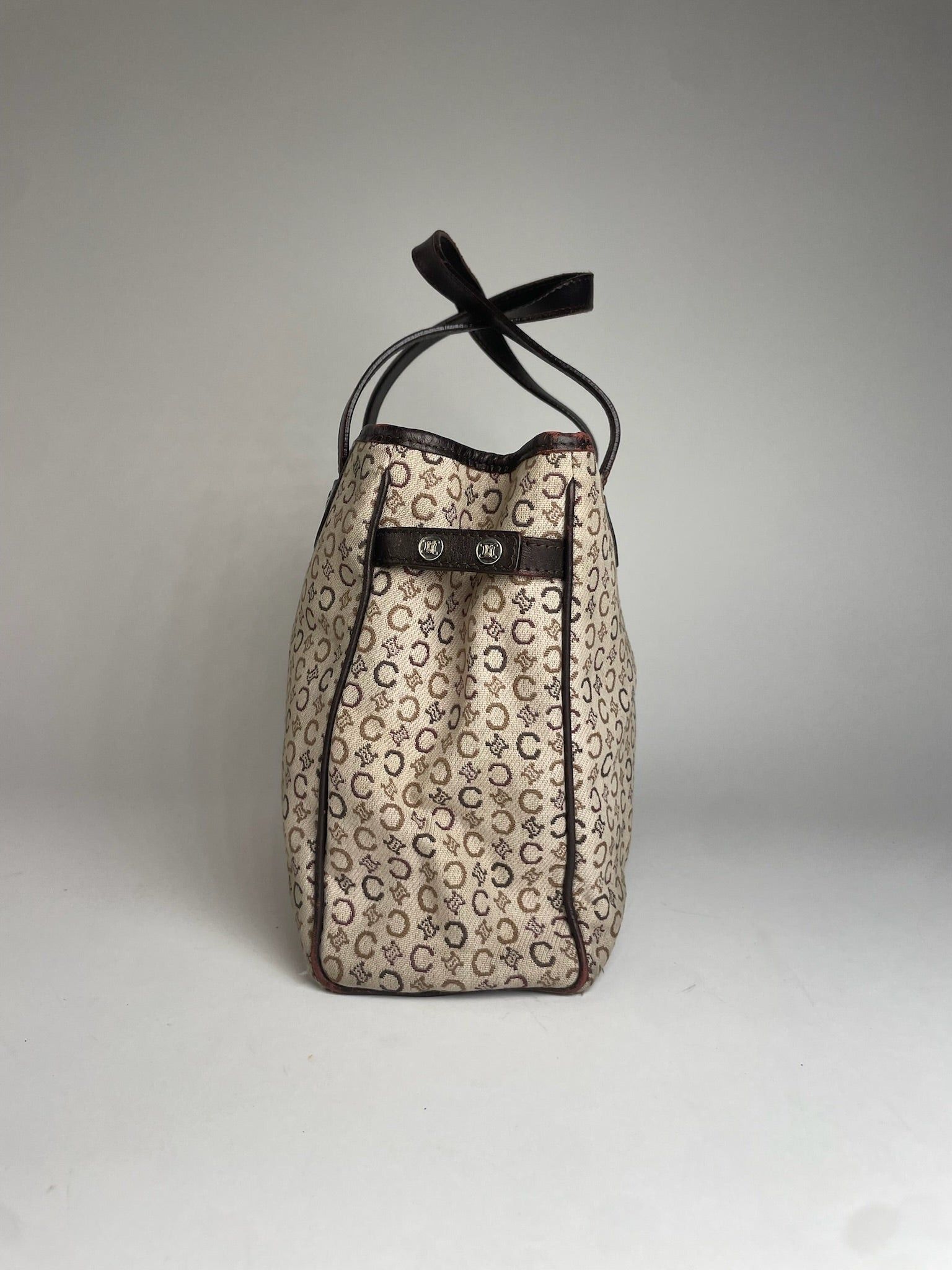 Celine Vintage Monogram Handbag Beige Brown Size ONE SIZE - 9 Thumbnail
