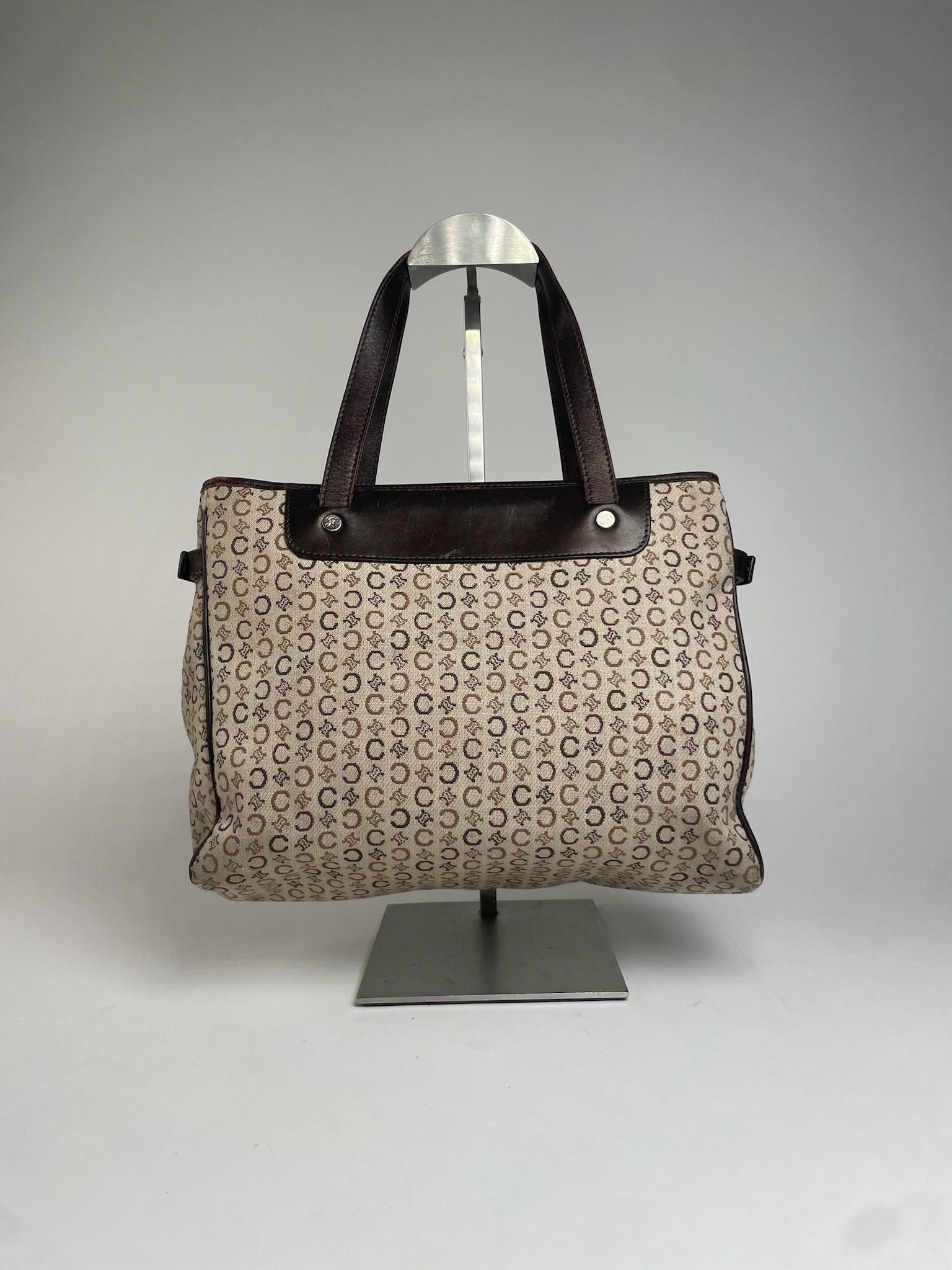 Celine Vintage Monogram Handbag Beige Brown Size ONE SIZE - 8 Thumbnail