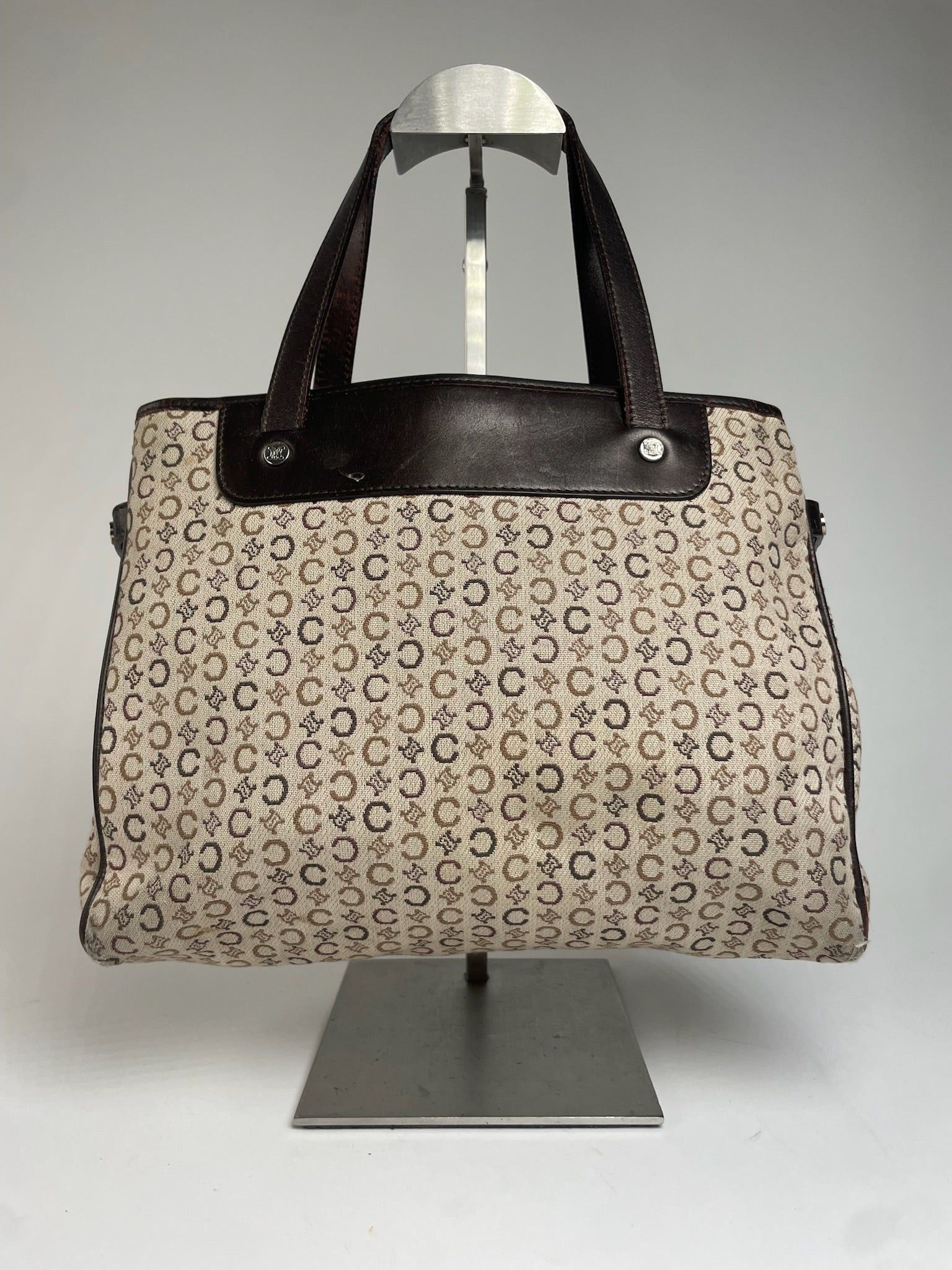 Celine Vintage Monogram Handbag Beige Brown Size ONE SIZE - 2 Thumbnail
