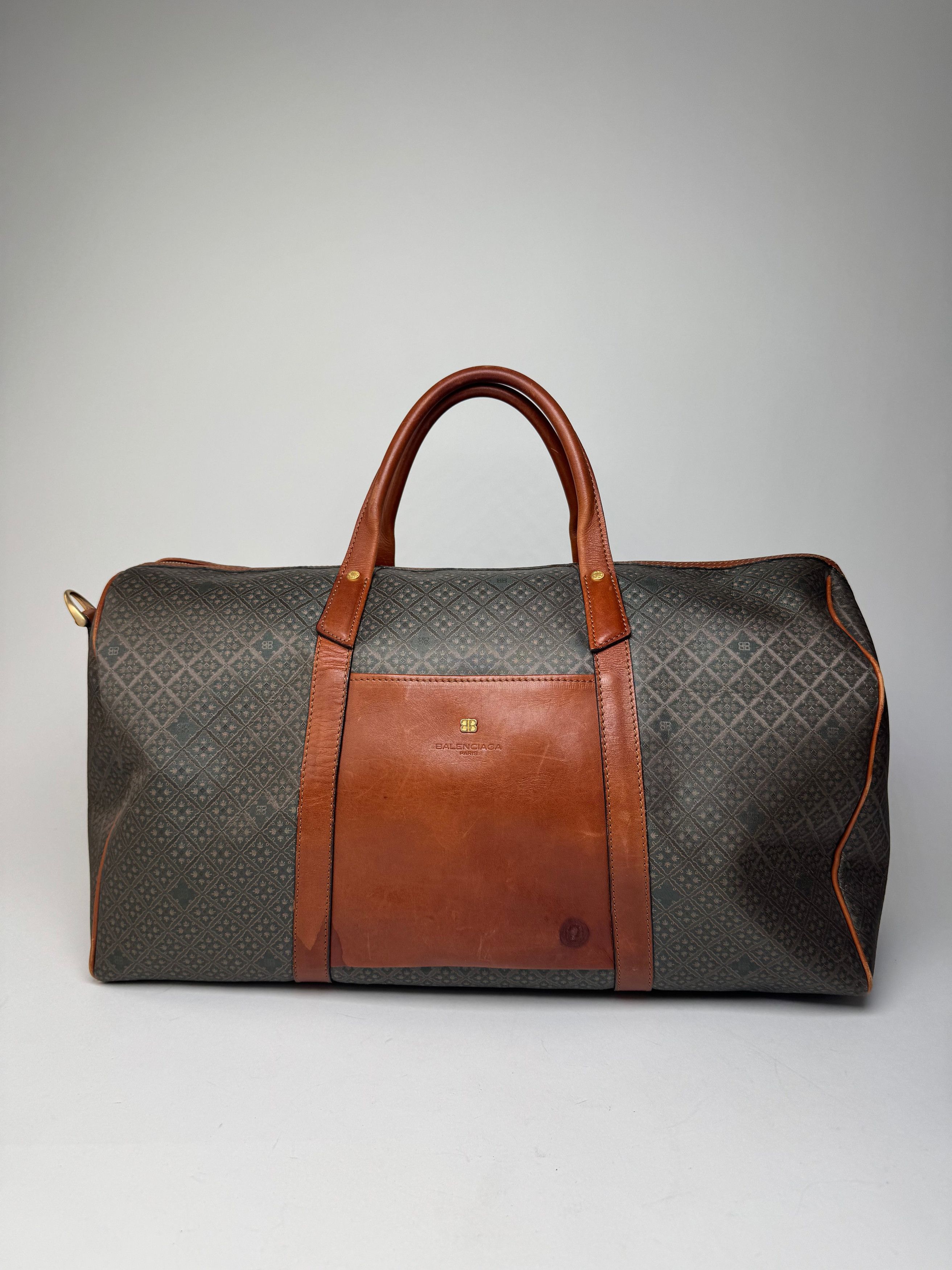 Balenciaga Vintage Abstract Leather Dufdel Bag Green Brown Size ONE SIZE - 7 Thumbnail