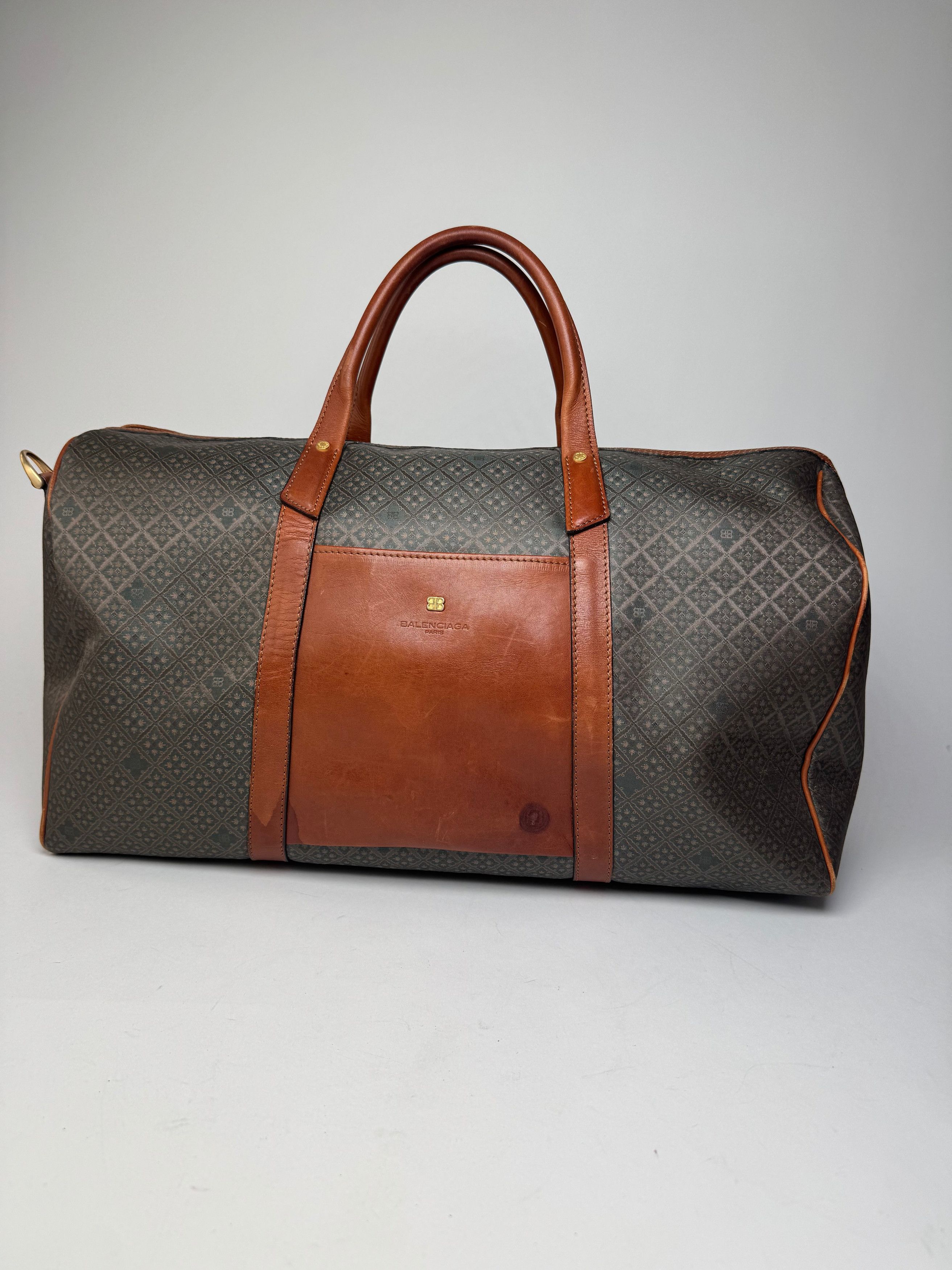 Balenciaga Vintage Abstract Leather Dufdel Bag Green Brown Size ONE SIZE - 14 Thumbnail