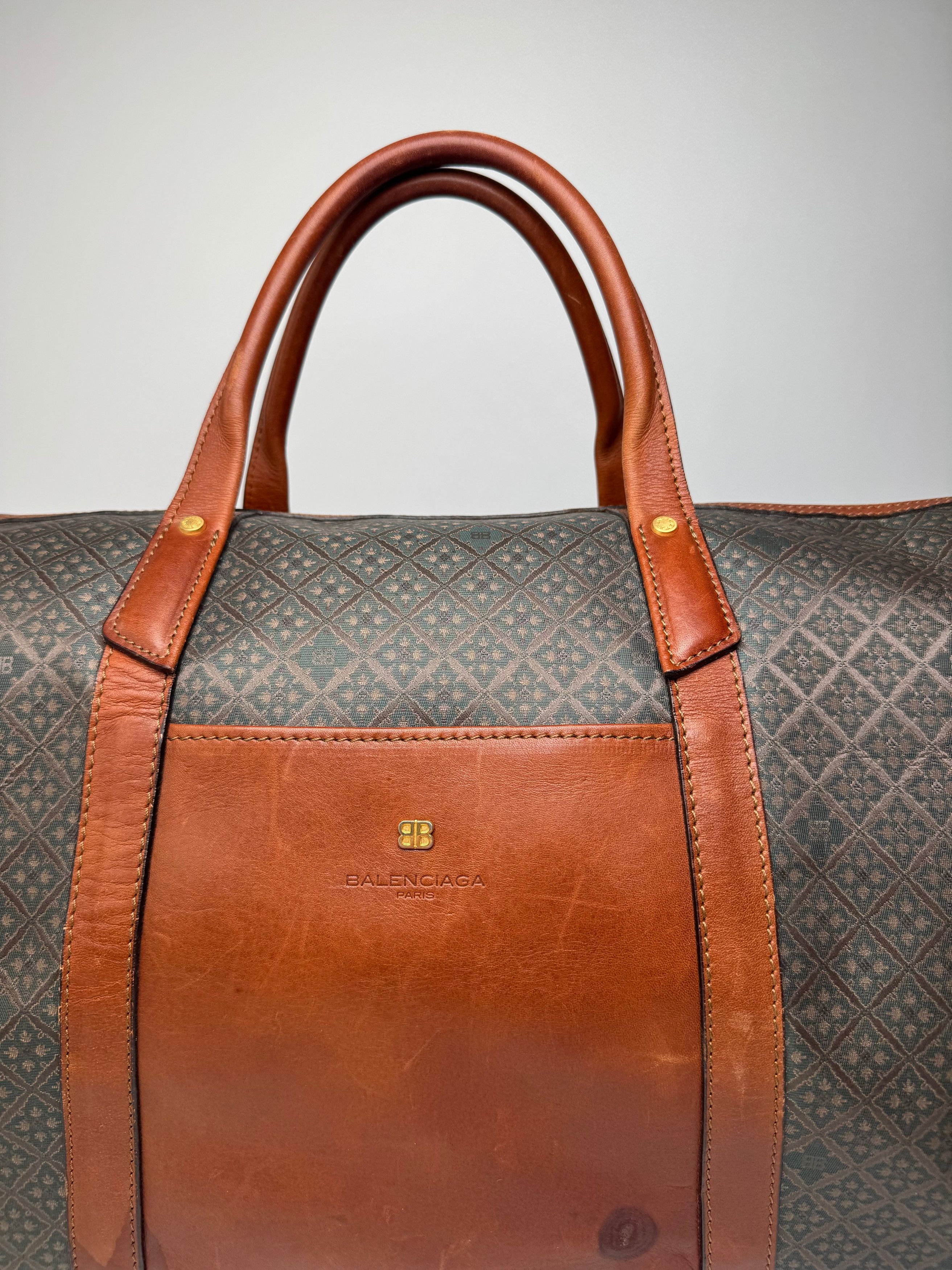 Balenciaga Vintage Abstract Leather Dufdel Bag Green Brown Size ONE SIZE - 4 Thumbnail