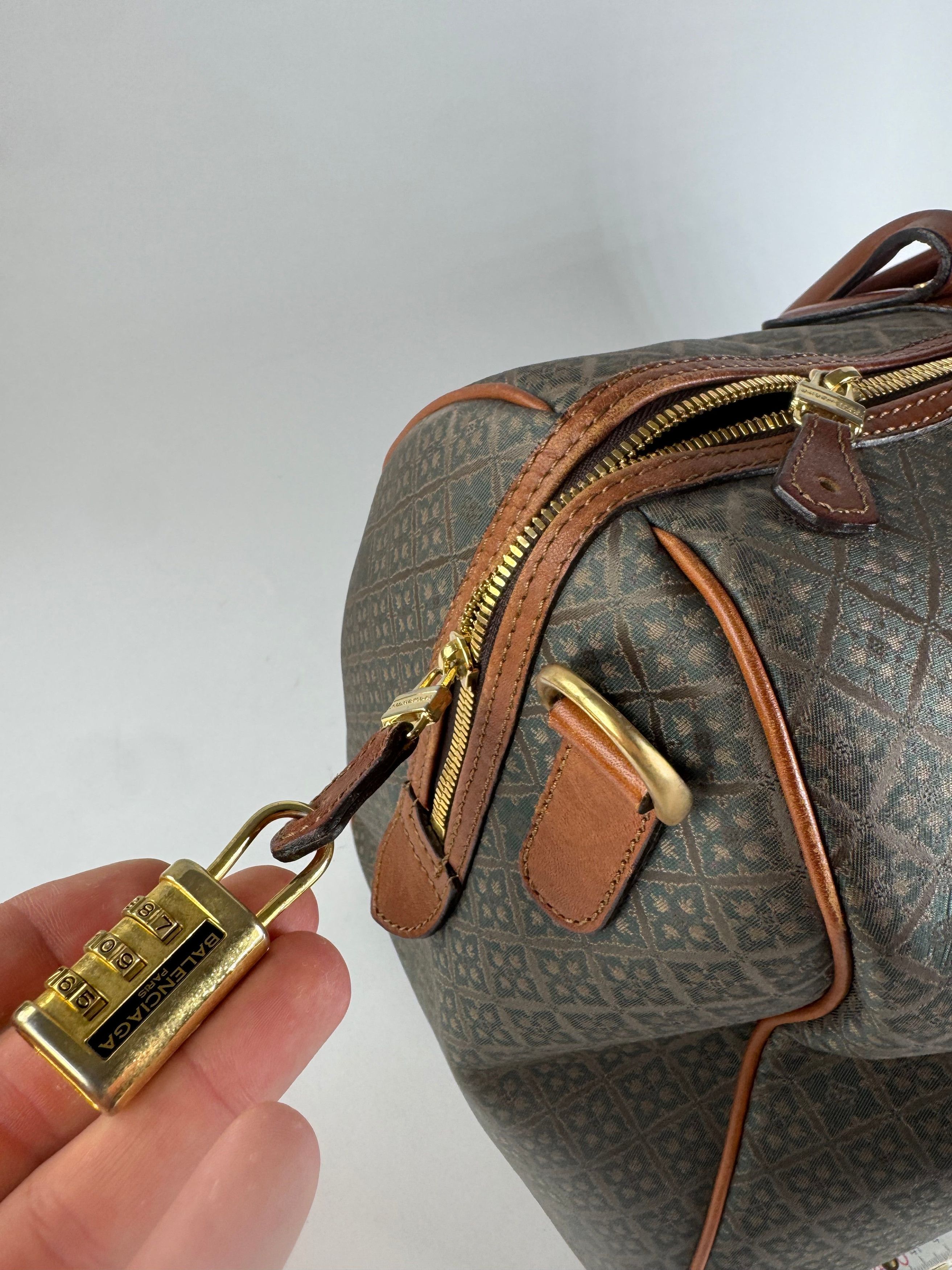 Balenciaga Vintage Abstract Leather Dufdel Bag Green Brown Size ONE SIZE - 6 Thumbnail