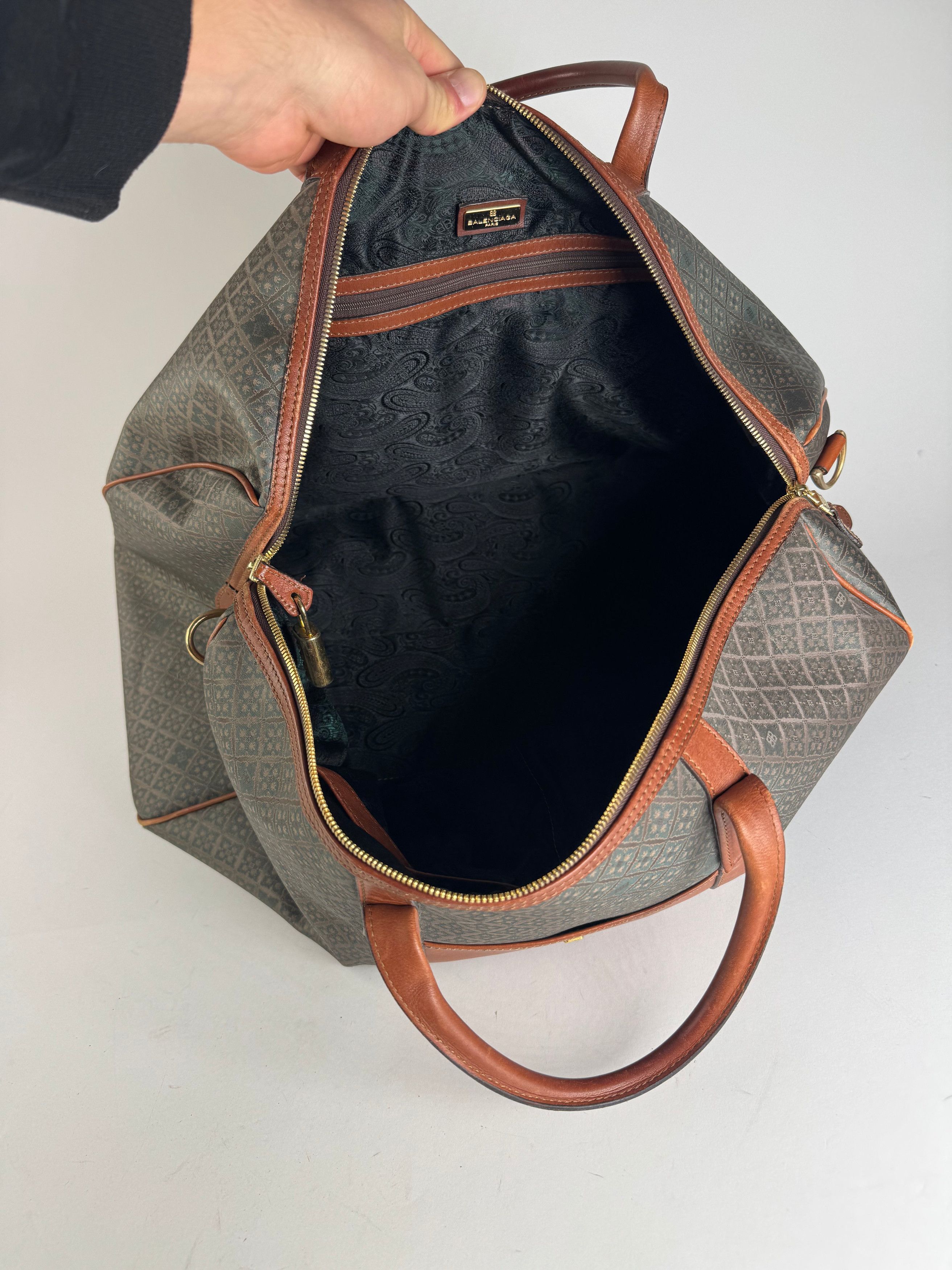 Balenciaga Vintage Abstract Leather Dufdel Bag Green Brown Size ONE SIZE - 3 Thumbnail