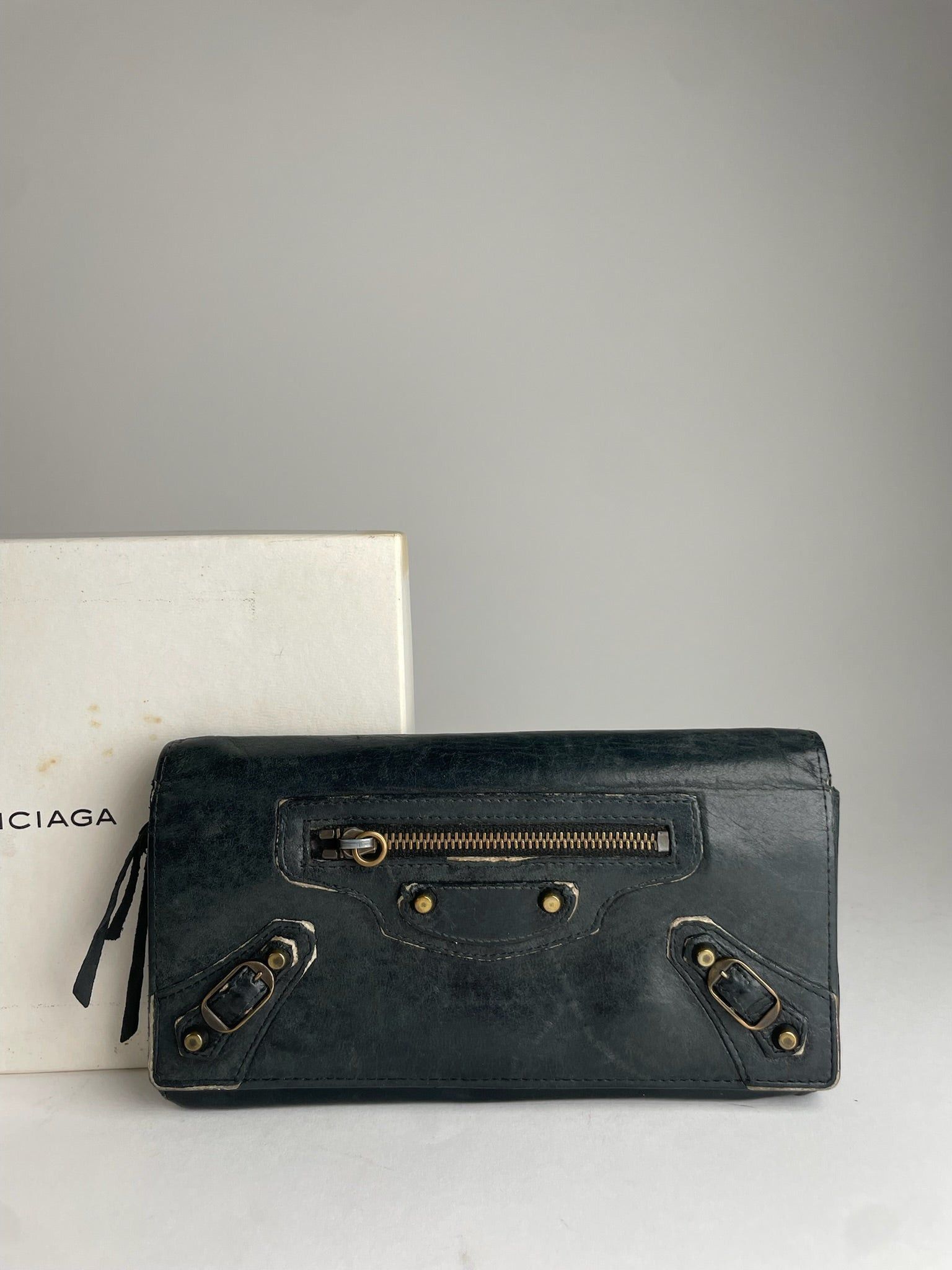 Balenciaga Vintage City Bag Design Leather Wallet Black Size ONE SIZE - 5 Thumbnail