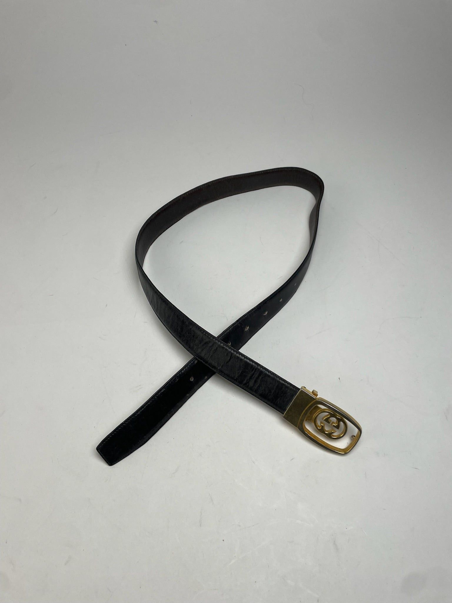 Gucci Vintage GG Leather Belt Brown Size ONE SIZE - 4 Thumbnail
