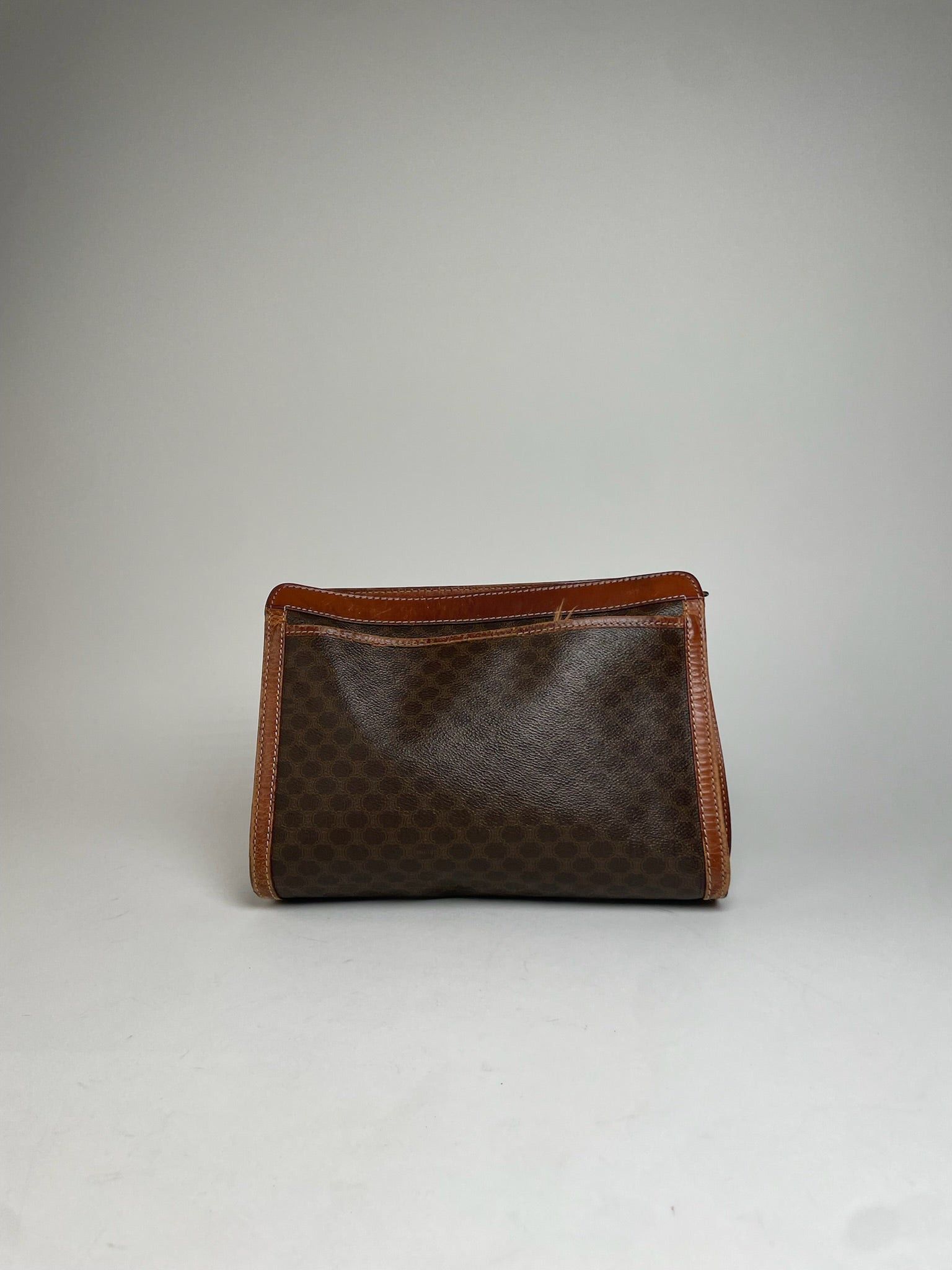 Celine Vintage Paris Triomphe Monogram Leather Clutch Brown Size ONE SIZE - 10 Thumbnail