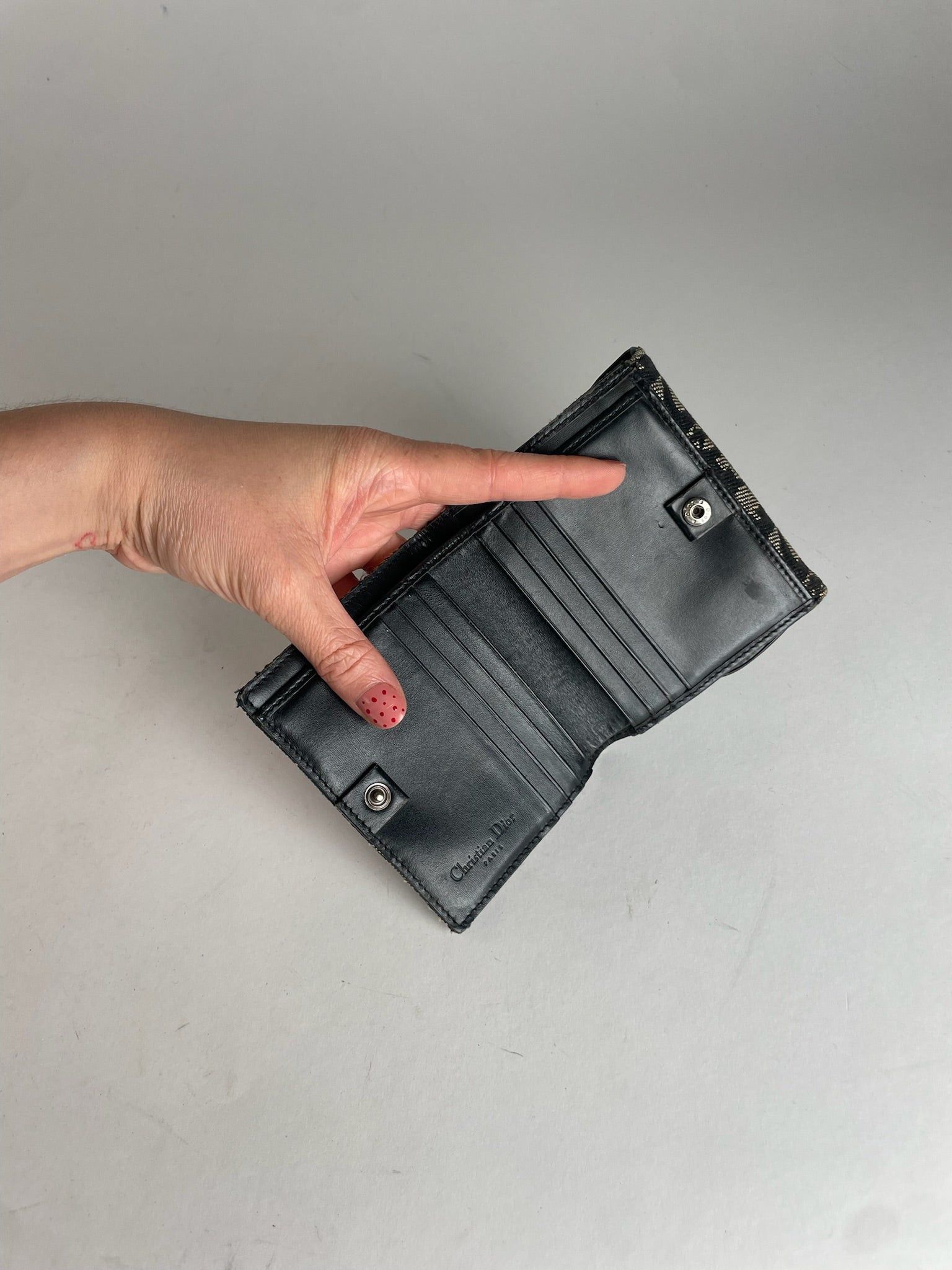 Dior Vintage Oblique Monogram Saddle Wallet Grey Black Size ONE SIZE - 5 Thumbnail