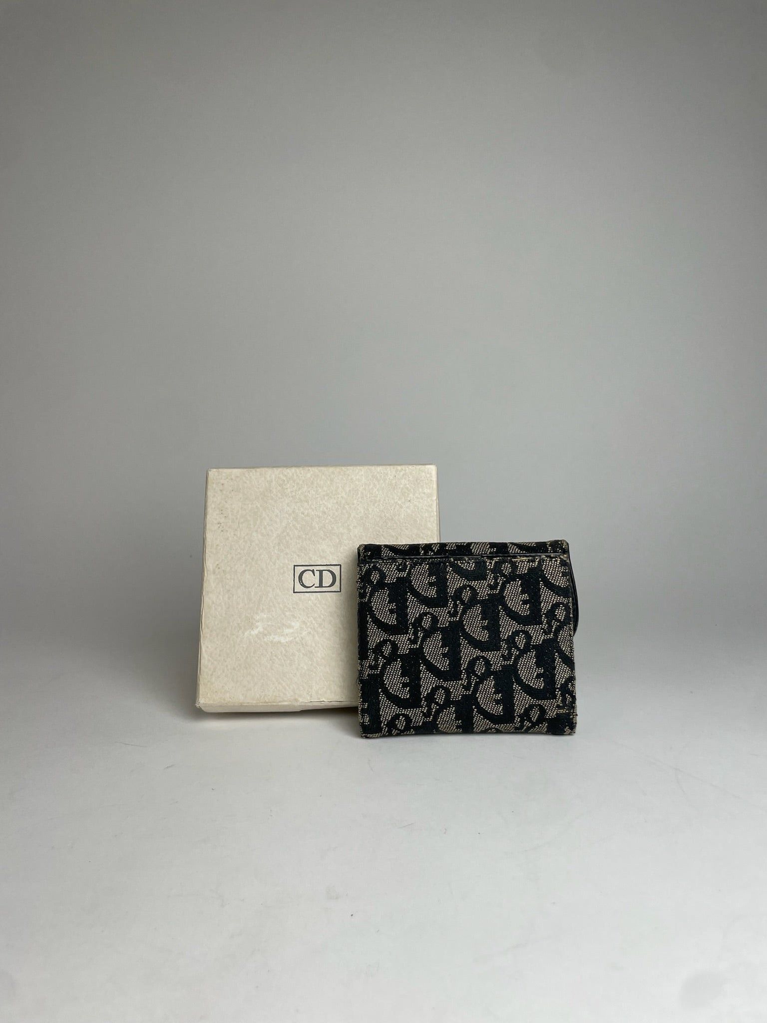 Dior Vintage Oblique Monogram Saddle Wallet Grey Black Size ONE SIZE - 2 Thumbnail