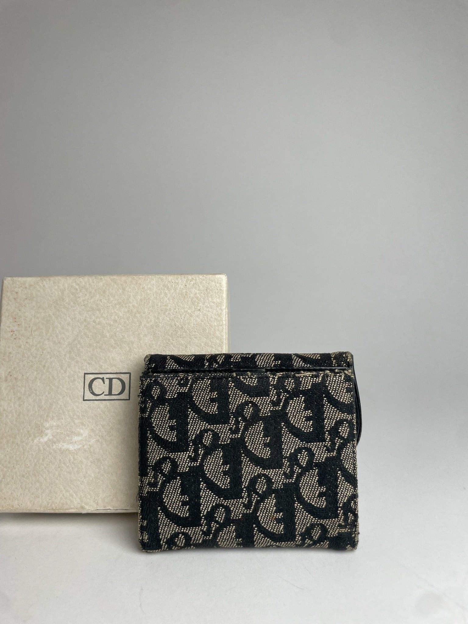 Dior Vintage Oblique Monogram Saddle Wallet Grey Black Size ONE SIZE - 8 Thumbnail
