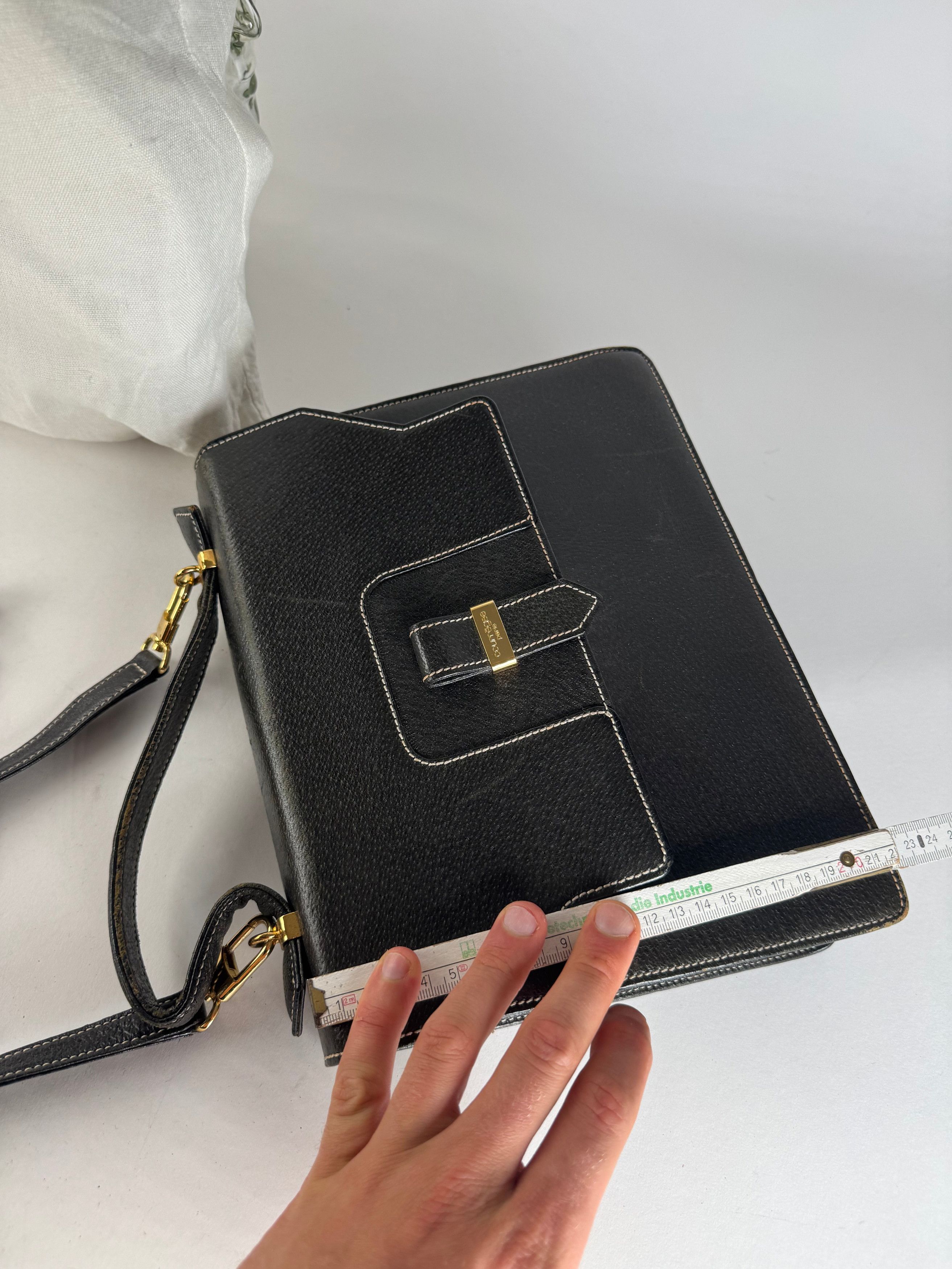 Courreges Vintage 2Way Leather Handbag Black Size ONE SIZE - 12 Thumbnail