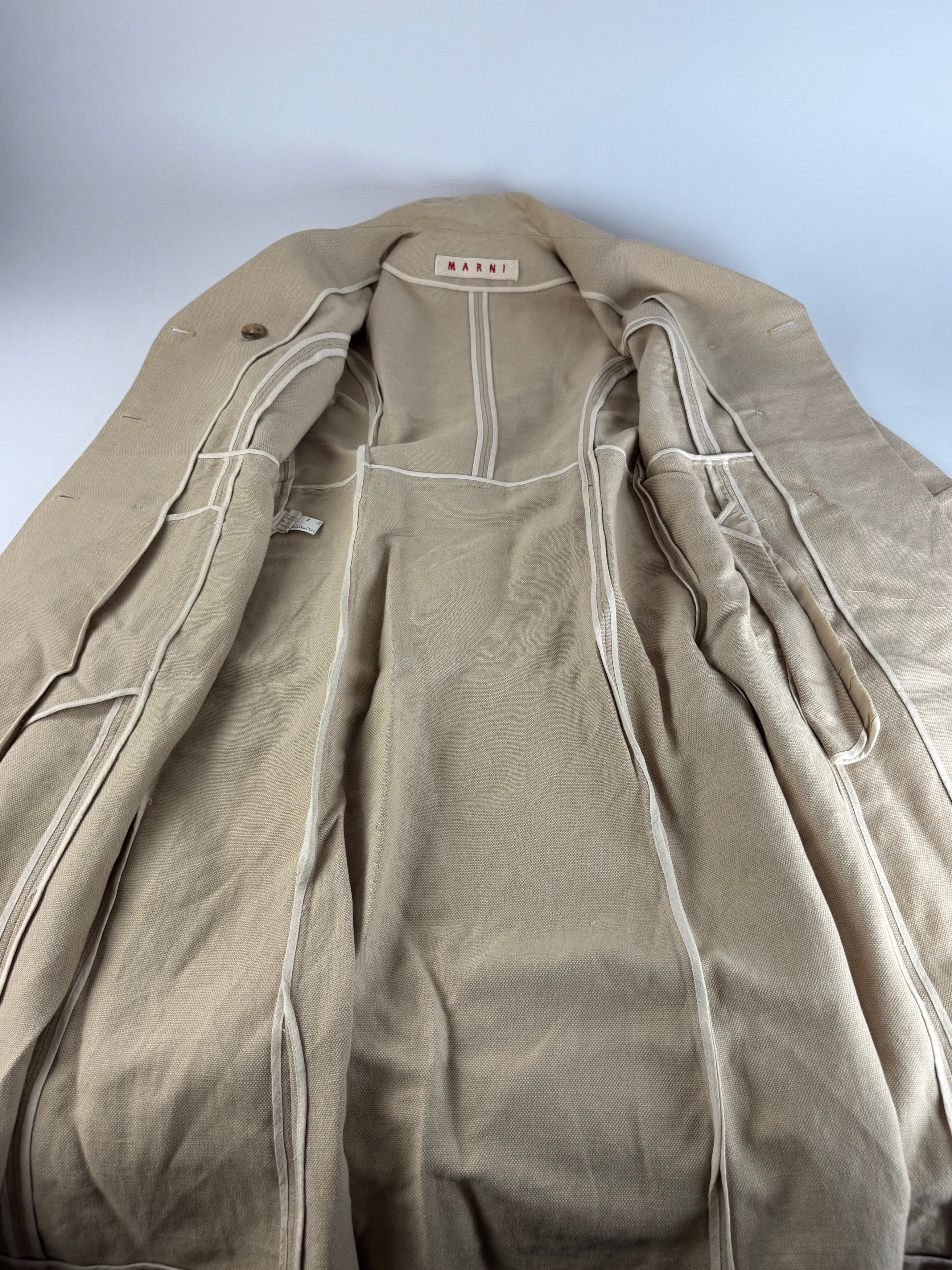 Marni Vintage Linen Trenchcoat Beige L Size L / US 10 / IT 46 - 11 Thumbnail