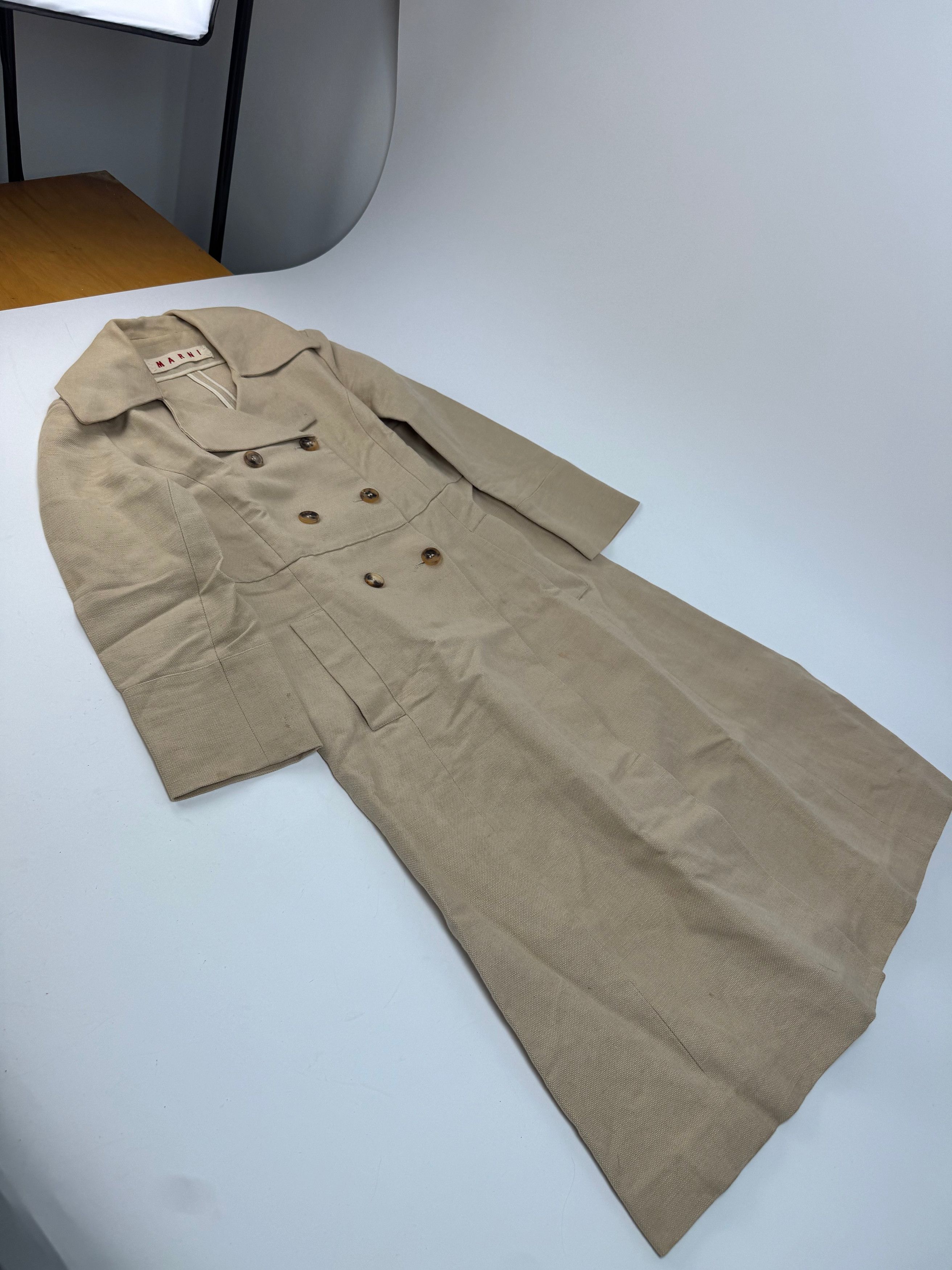 Marni Vintage Linen Trenchcoat Beige L Size L / US 10 / IT 46 - 4 Thumbnail