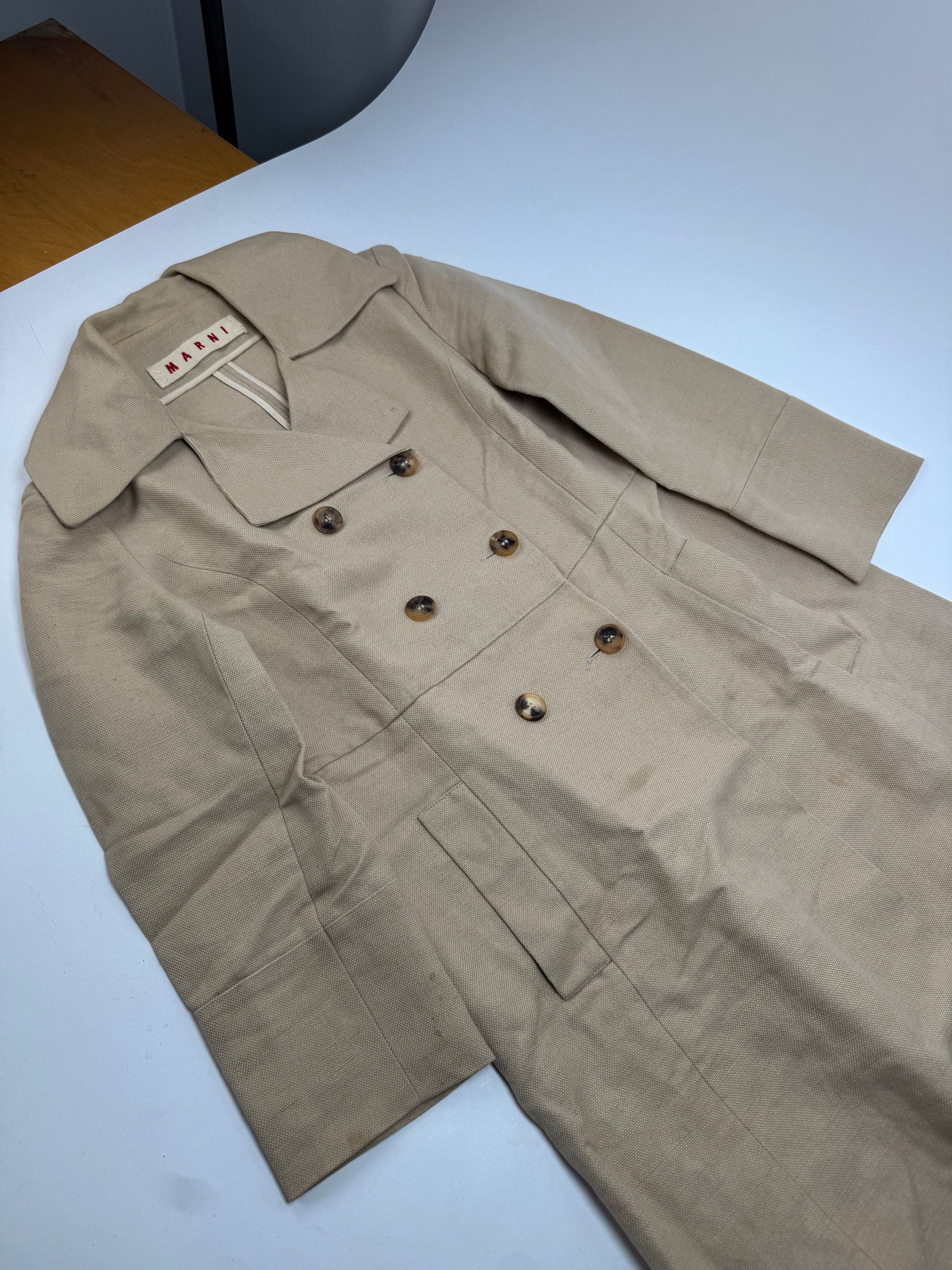 Marni Vintage Linen Trenchcoat Beige L Size L / US 10 / IT 46 - 5 Thumbnail