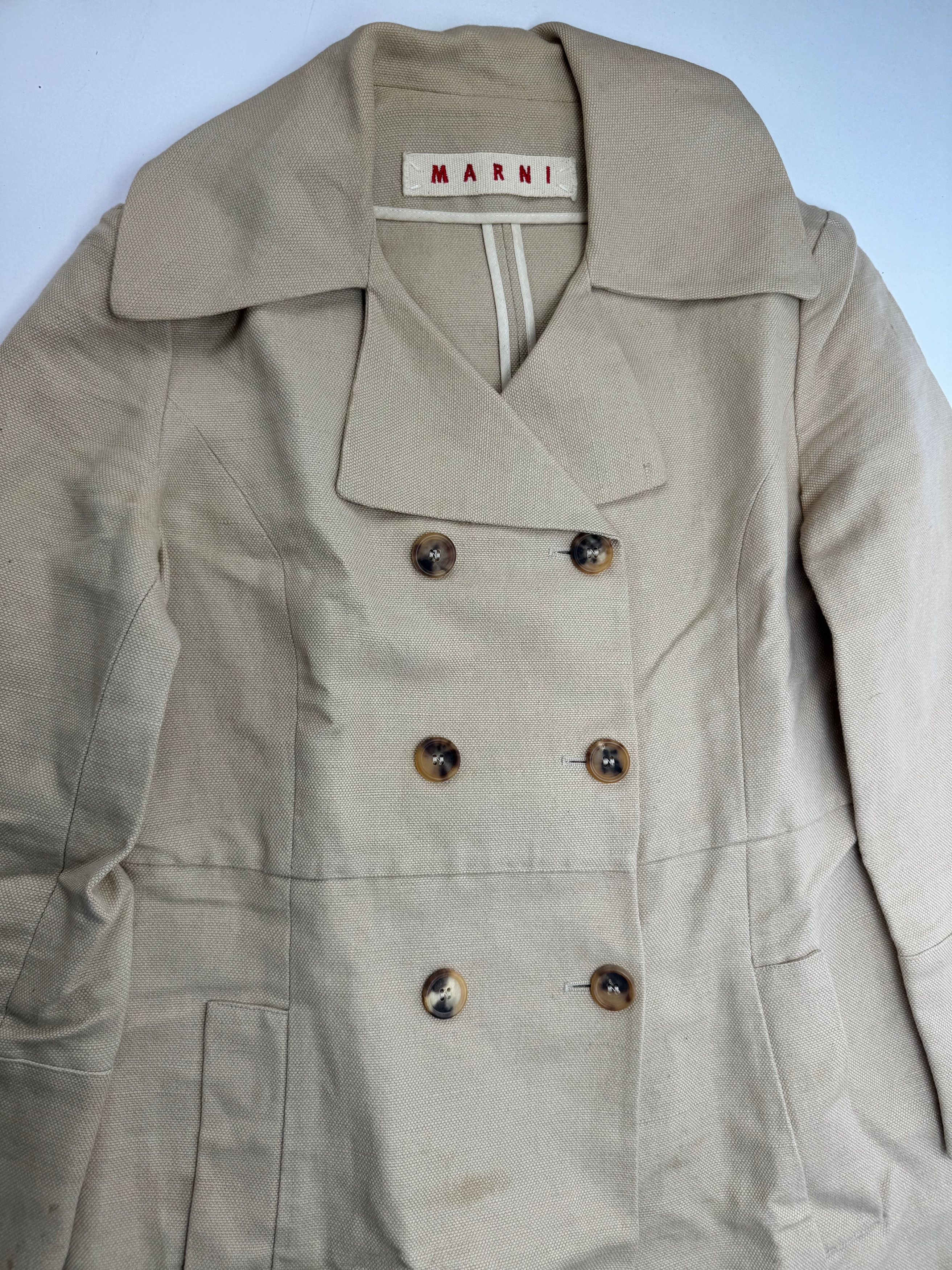 Marni Vintage Linen Trenchcoat Beige L Size L / US 10 / IT 46 - 7 Thumbnail