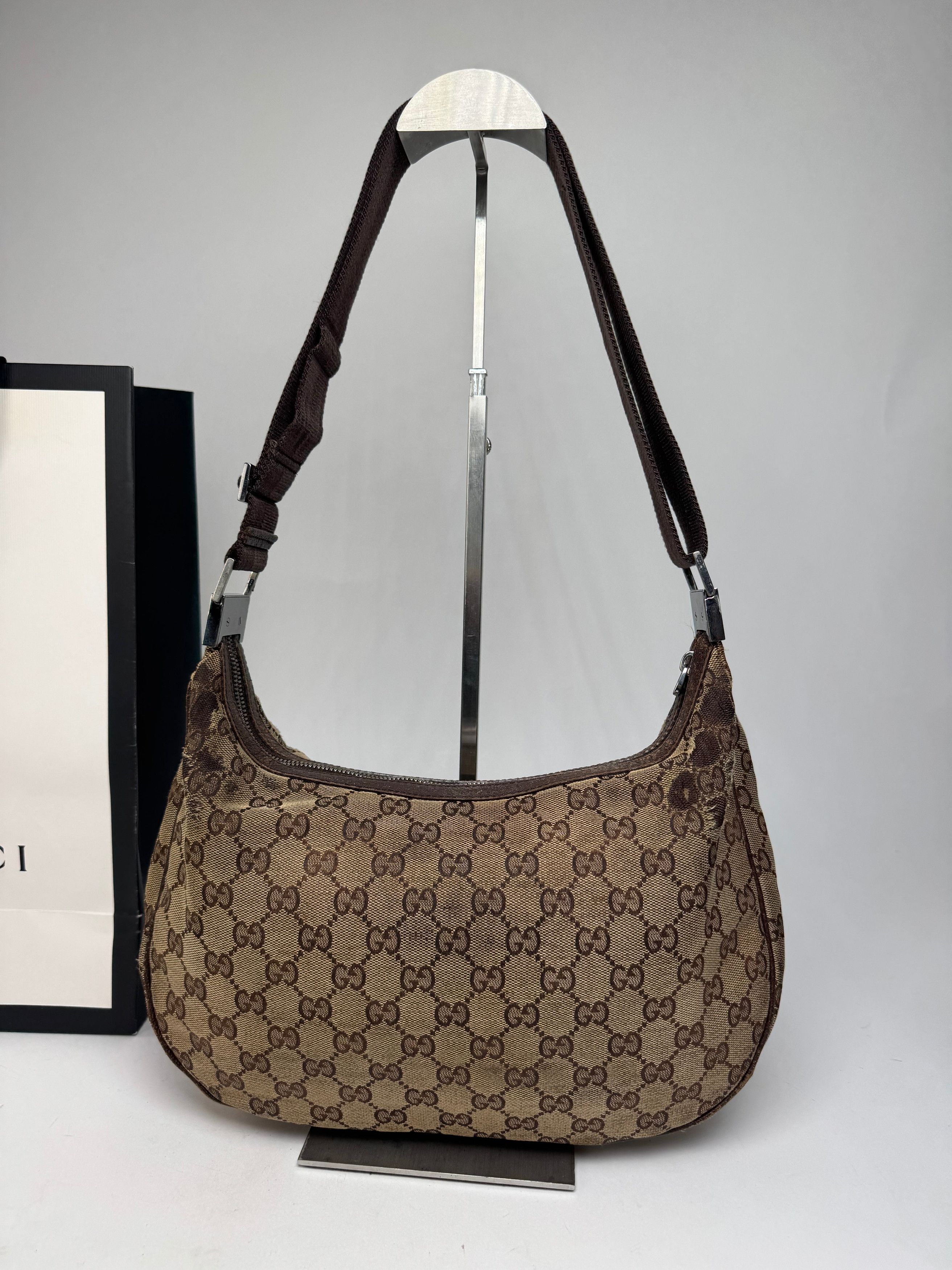 Gucci Vintage Multiway Monogram Croissant Bag Beige Brown Size ONE SIZE - 10 Thumbnail