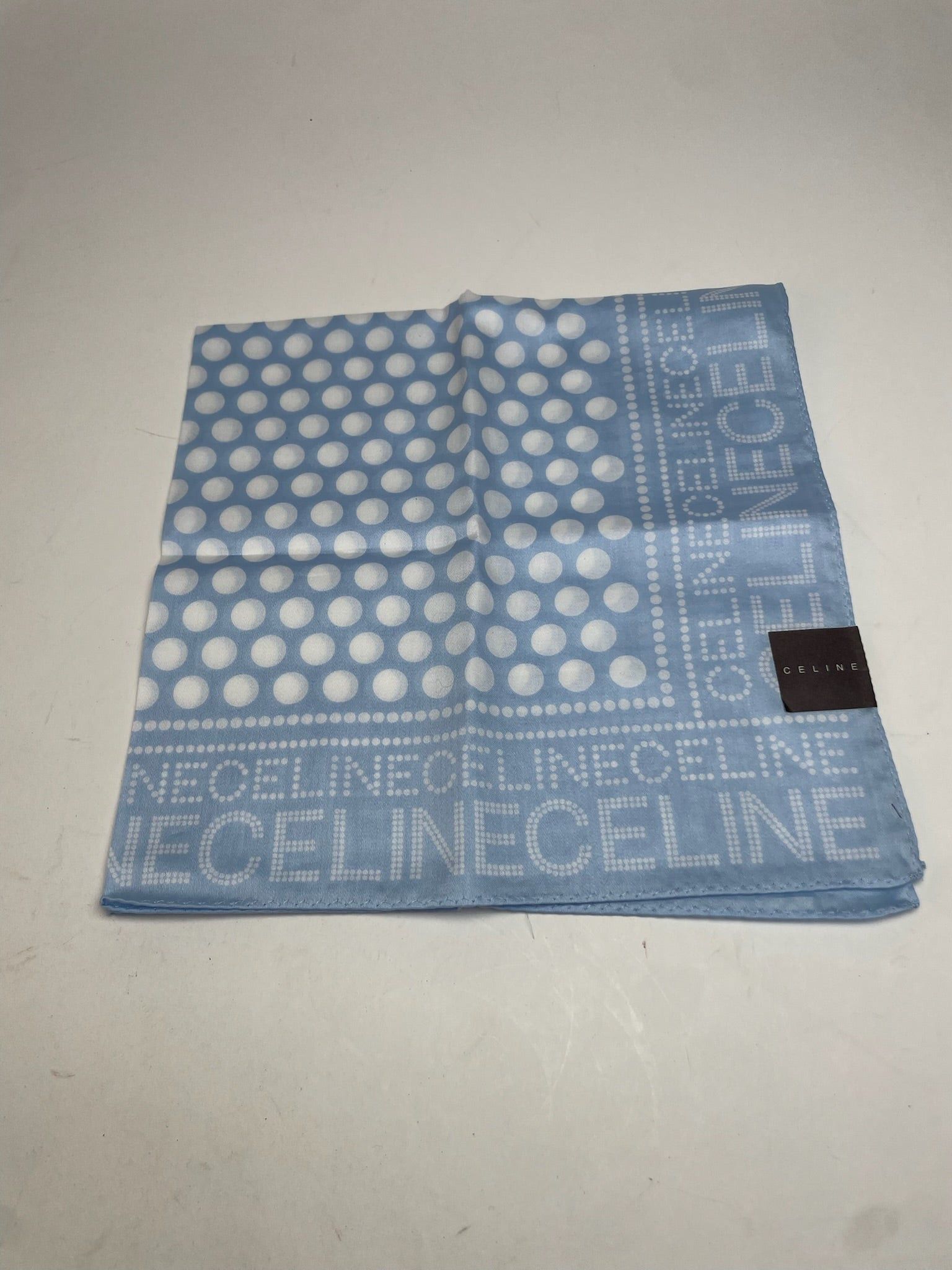 Celine Vintage Monogram Scarf Babyblue White Size ONE SIZE - 2 Thumbnail