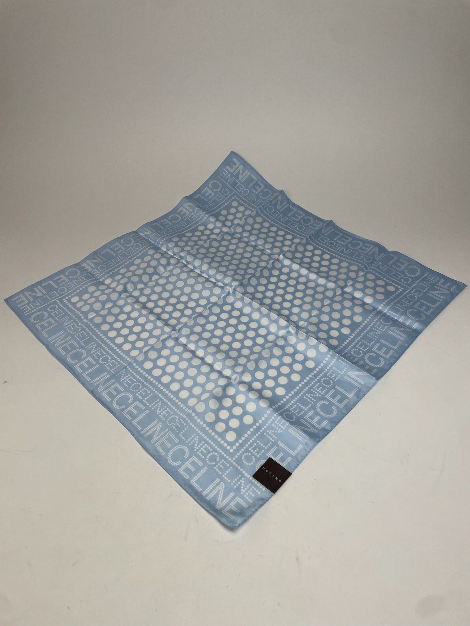 Celine Vintage Monogram Scarf Babyblue White Size ONE SIZE - 8 Thumbnail
