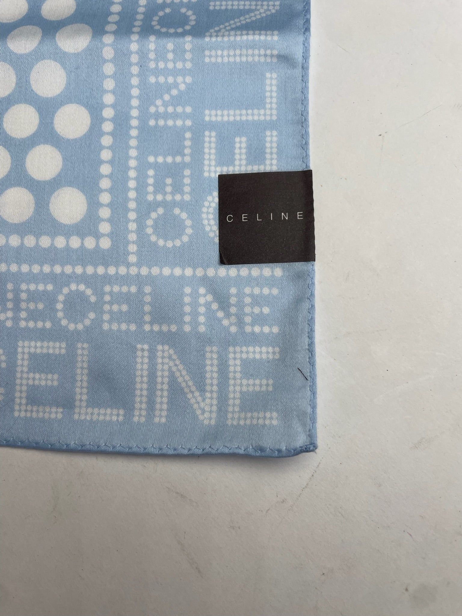 Celine Vintage Monogram Scarf Babyblue White Size ONE SIZE - 7 Thumbnail