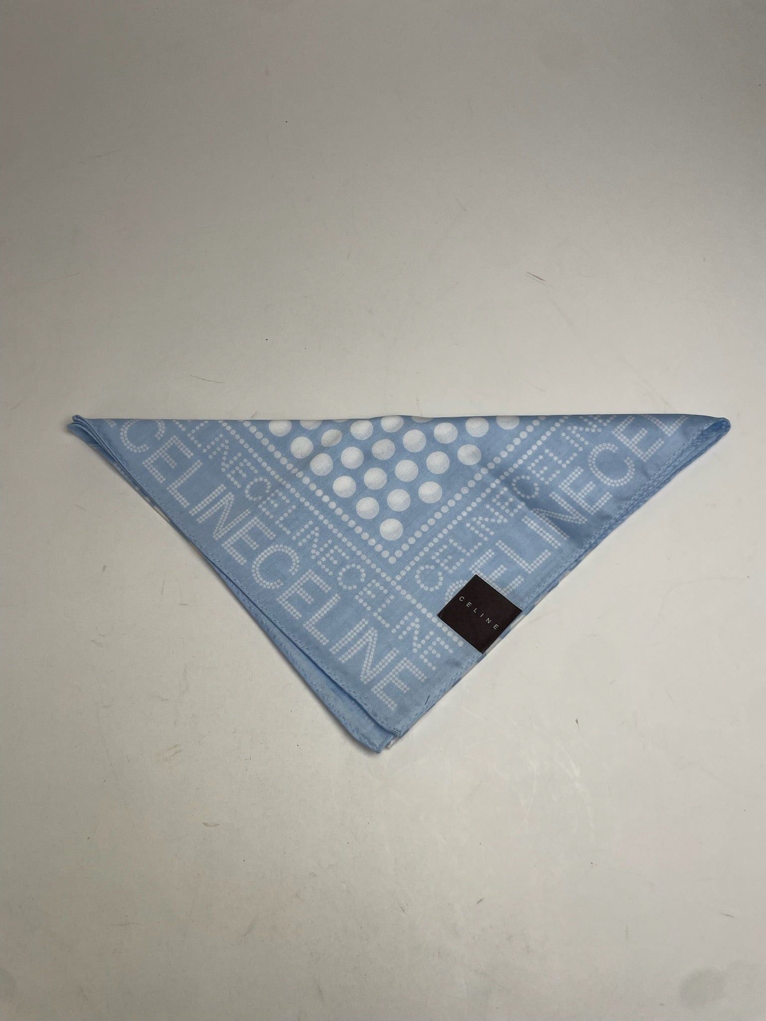 Celine Vintage Monogram Scarf Babyblue White Size ONE SIZE - 3 Thumbnail