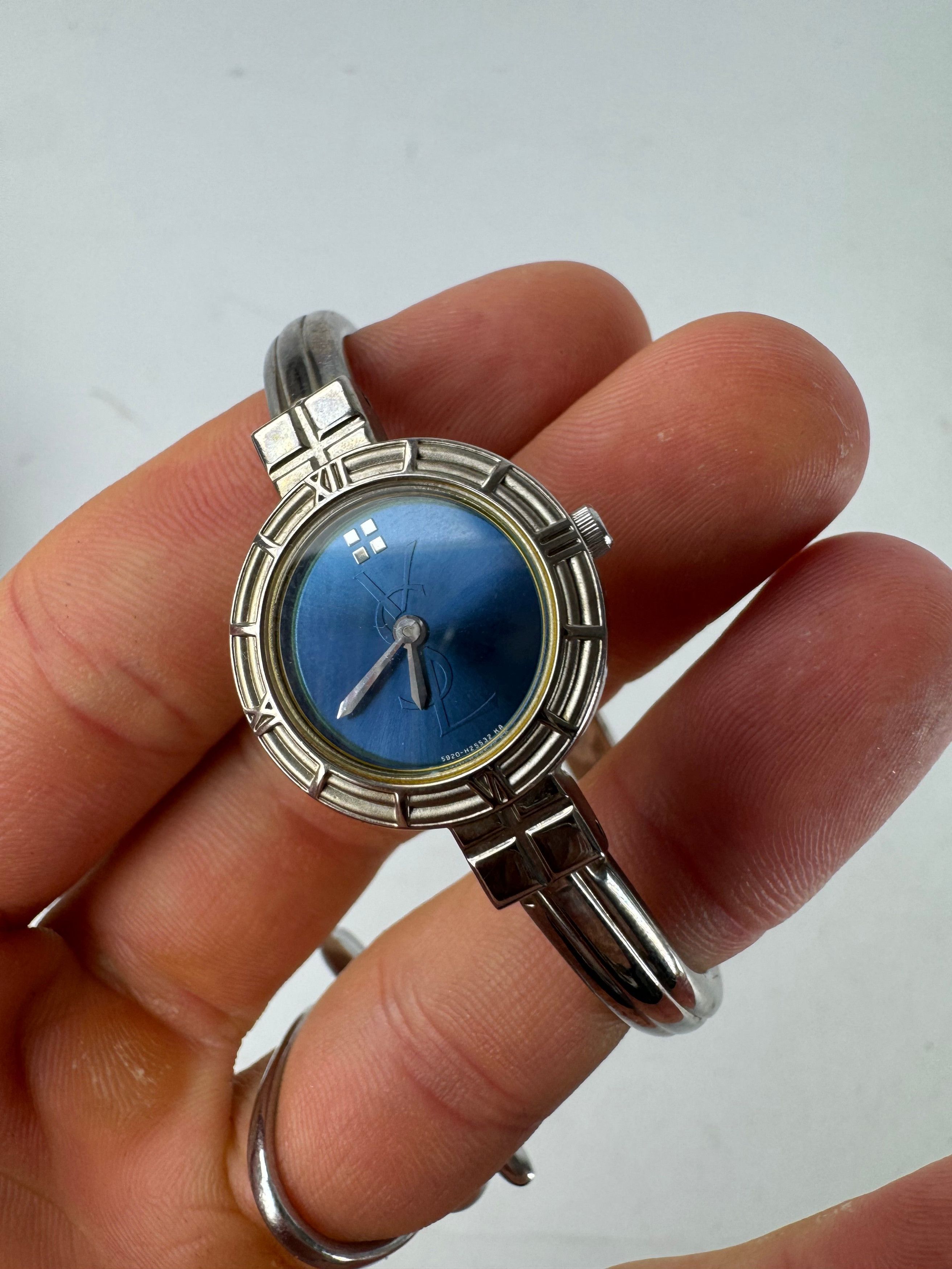 Other Vintage Yves Saint Laurent Quartz Steel Watch Silver Blue Size ONE SIZE - 2 Thumbnail